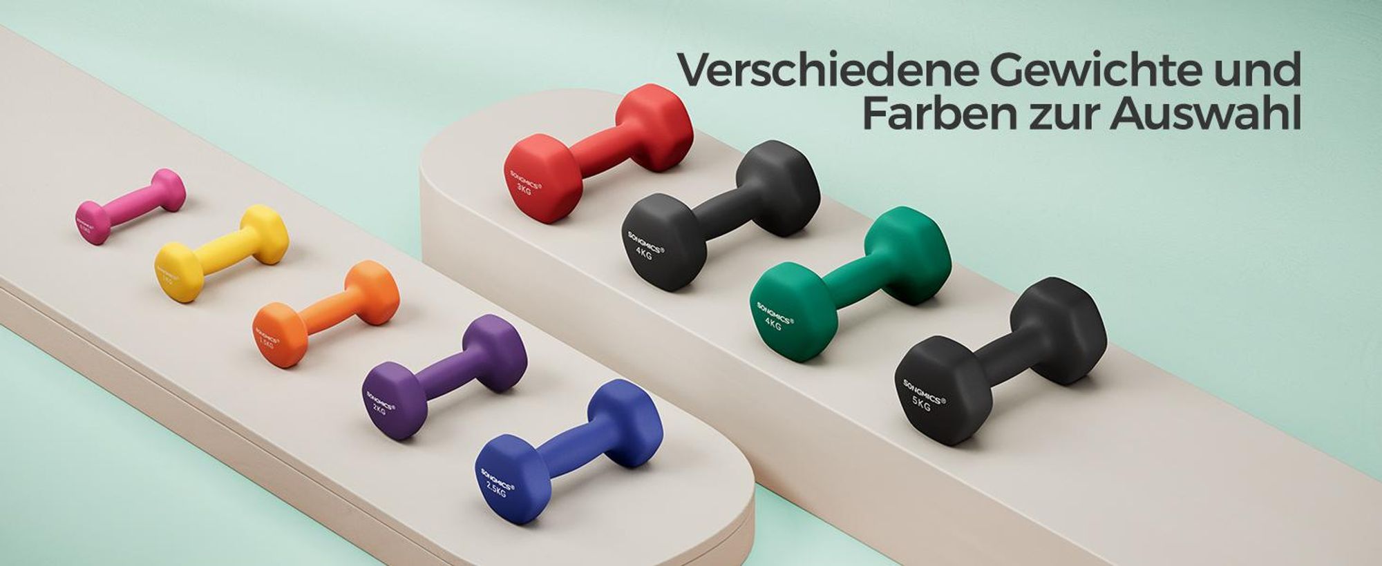 SONGMICS Hantel-Set Kurzhanteln, 2er Set, Krafttraining, zu Hause, Büro
