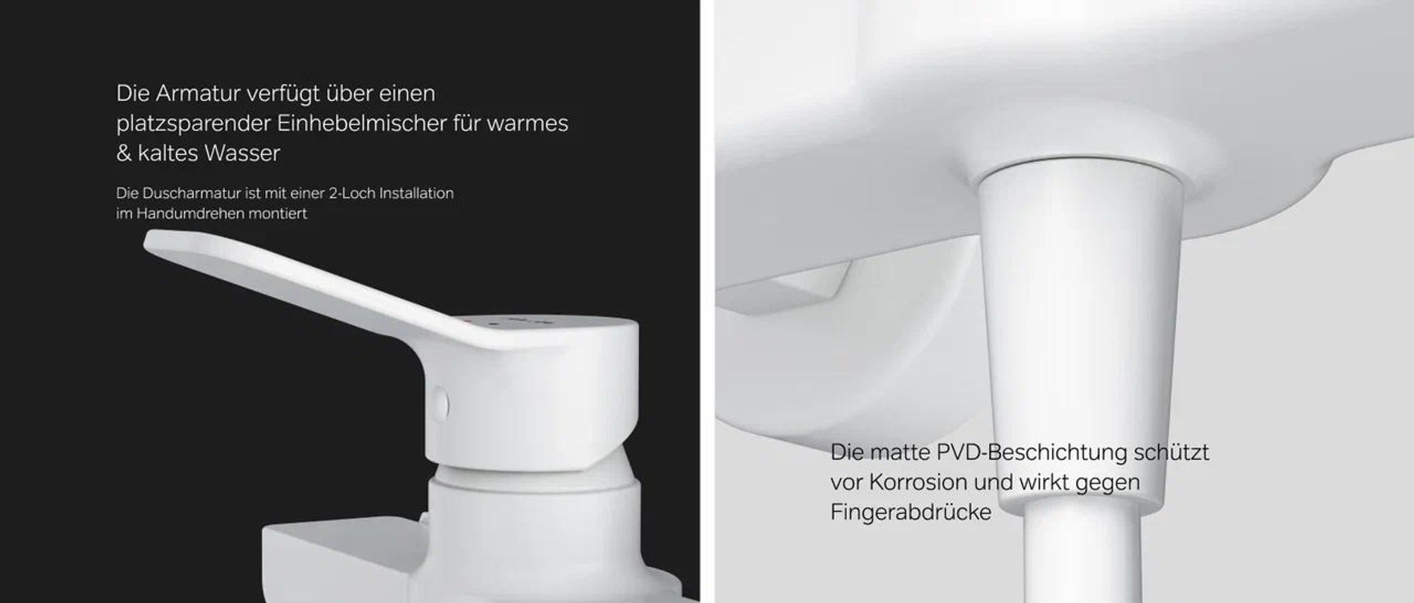 AM.PM Duscharmatur Einhebel Brausebatterie Weiß Armatur Mischbatterie Brausearmatur Brausebatterie Wasserhahn Bad Mischbatterie Dusche