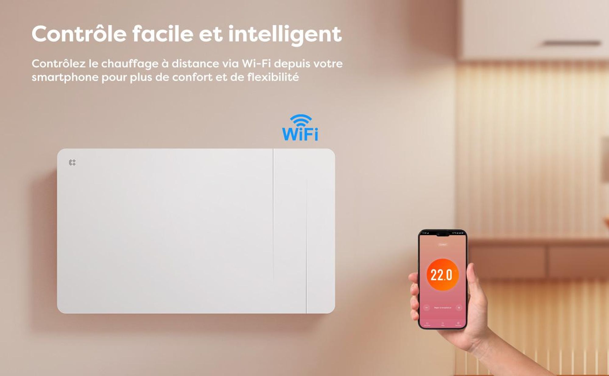 CIARRA Radiateur Inertie Céramique, Film 1500W WiFi Chauffage Fixé Programmable LCD Thermostat CBHTD15A-W