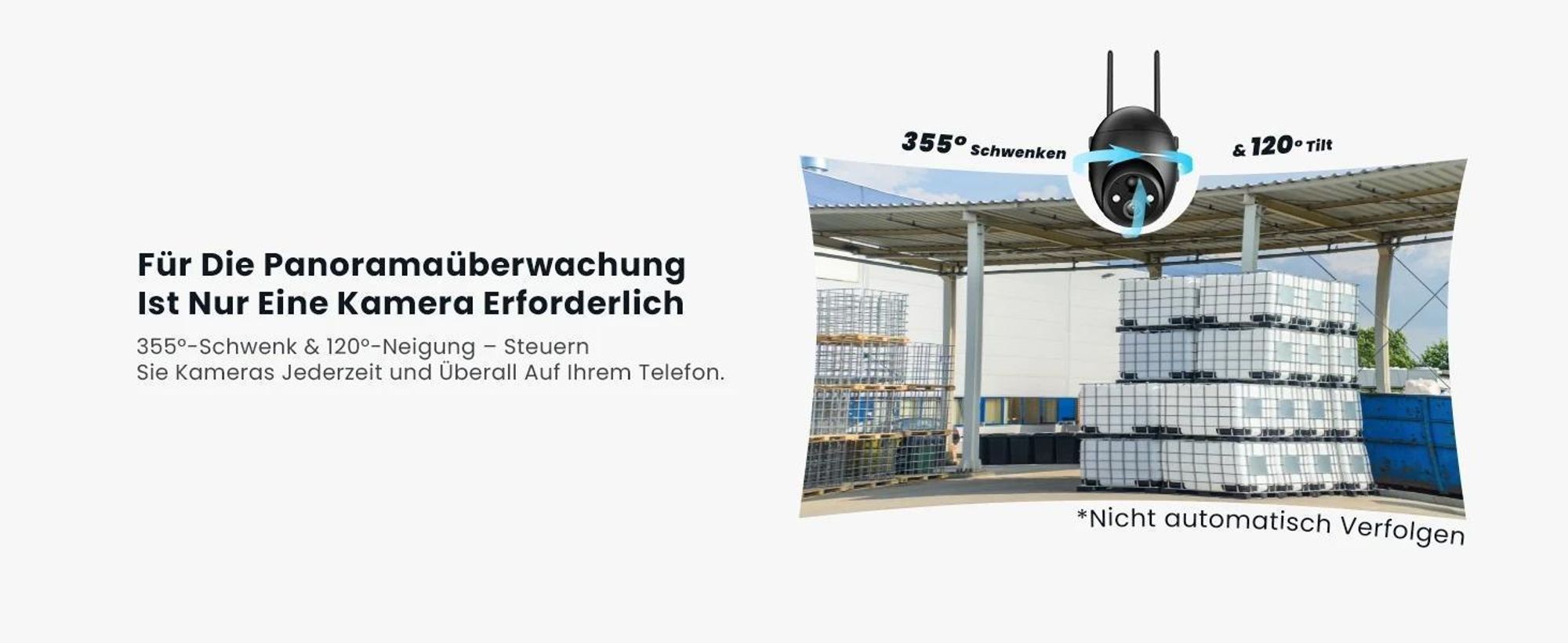 ieGeek 5MP Überwachungskamera WLAN für den Außenbereich kabellos Solar 360 ° PTZ Solarkamera Akku 2,4 GHz Nachtsicht Farbe PIR-Erkennung 2-Wege-Audio