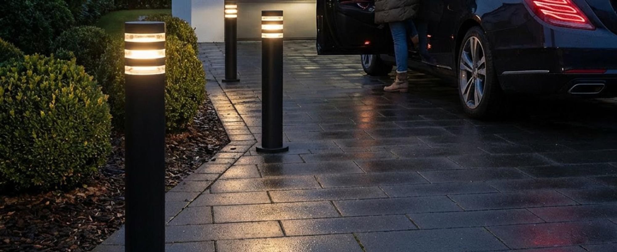 LUMILED Wegeleuchte Außen 40 cm E27 Fassung IP54 Spritzwasserdicht Schwarz, Pollerleuchte Gartenleuchte Stehlampe für Terrasse und Wege, Außenleuchte aus Aluminium, max. 13W Außenbeleuchtung Gartenleuchte Wegelampe