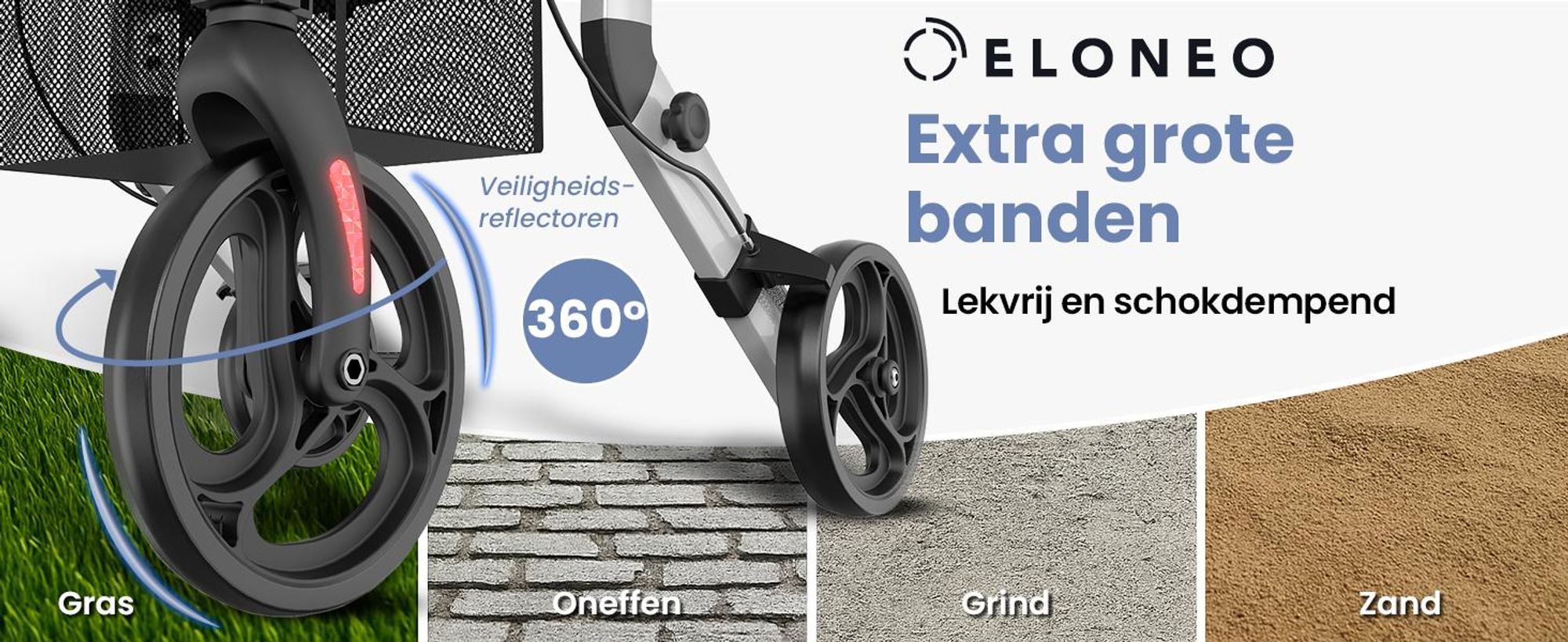 ELONEO 2-in-1 rolstoel/rolator, opvouwbaar en lichtgewicht met zitplaats, outdoor rolstoel/rolator, opvouwbaar, aluminium loophulpmiddel voor senioren - zilver