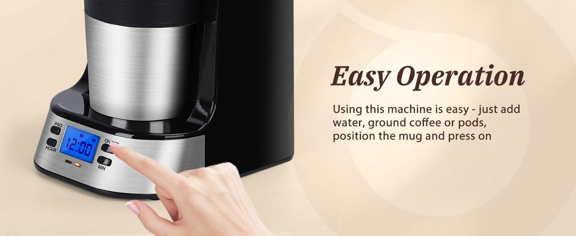 Aigostar - 420 ml Filterkaffeemaschine Mit 24h-Timer, Kaffeemaschine mit Thermobecher, , LCD-Anzeige