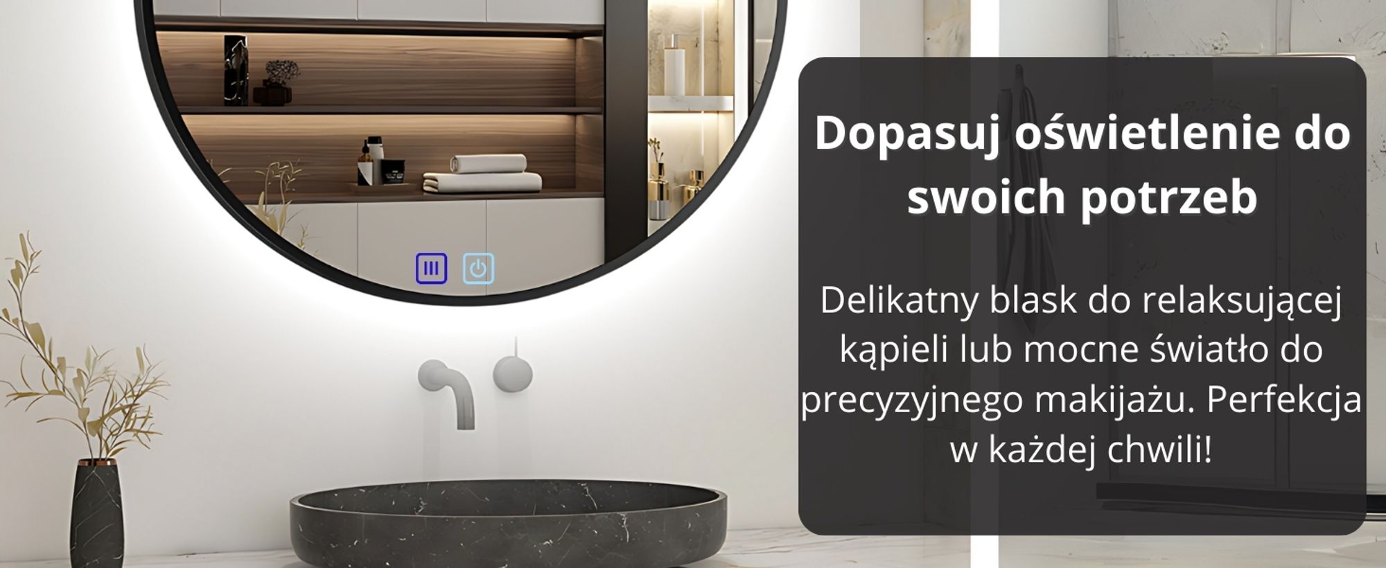 SAVE ®HOME Okrągłe lustro łazienkowe LED - 60 cm - PODŚWIETLANE - Z RAMĄ LOFT - 3 BARWY ŚWIATŁA - ŚCIEMNIALNE - BEZ PARY - DOTYKOWE - LUSTRO ŚCIENNE