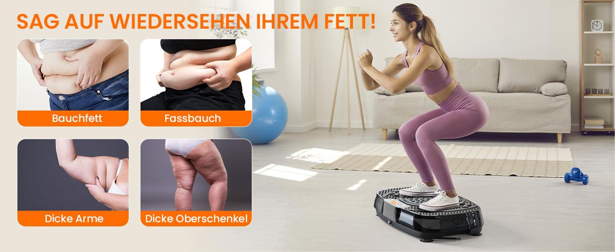 Vibrationsplatte, Vibrotrainer, Vibrationsplattform, Rüttelplatte Sport für Zuhause, 5 Modi & bis 400LBS, mit 2 Expanderbänder, ettverbrennung
