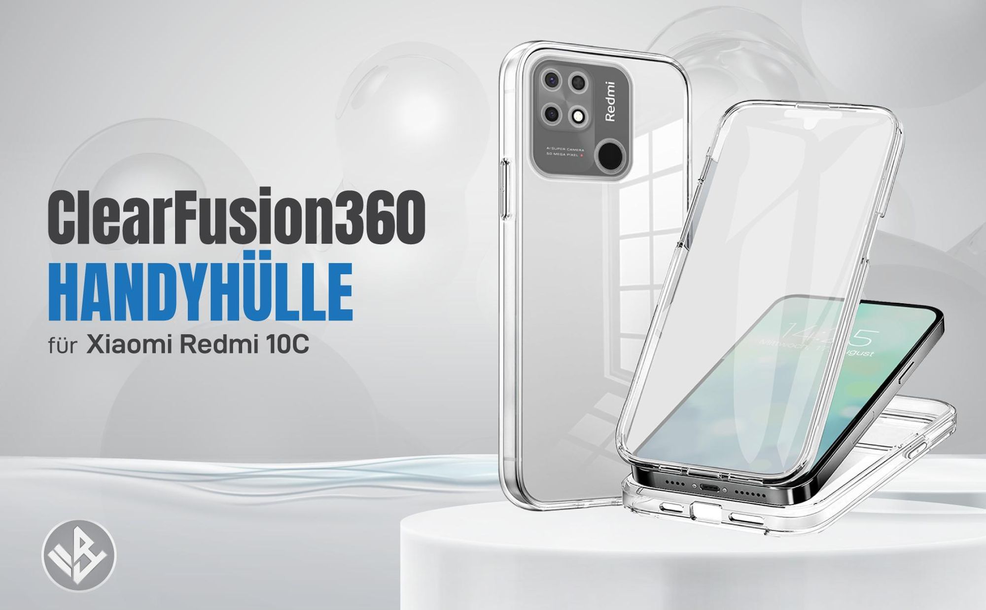 Transparente 360 Grad Hülle für Xiaomi Redmi 10C mit Kameraschutz