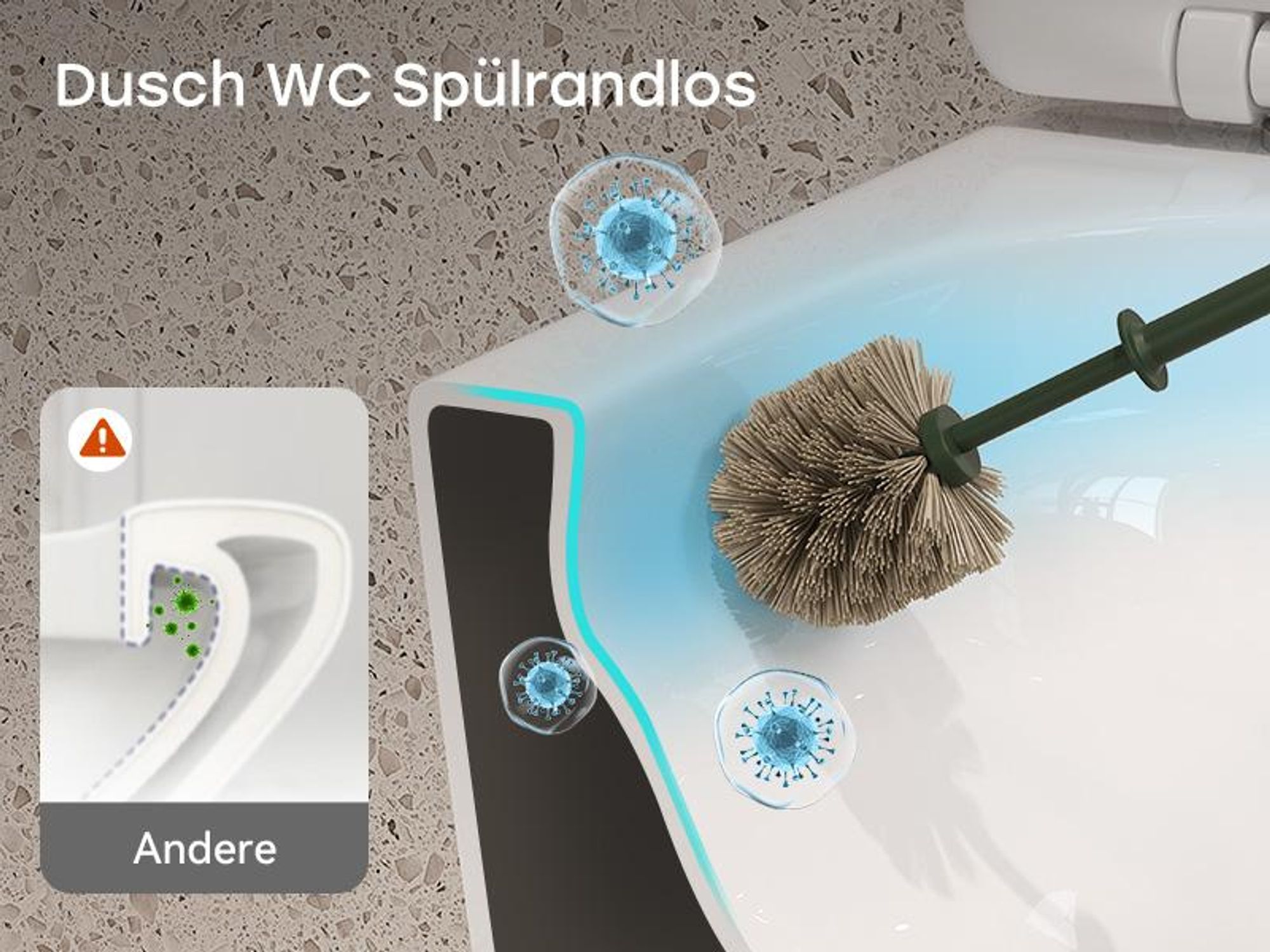 HOROW Dusch WC mit Integrierter Düse, Spülrandlos Hänge WC mit Bidet Funktion, Taharet WC mit Absenkautomatik WC Sitz, Kalt-Warm Wasser