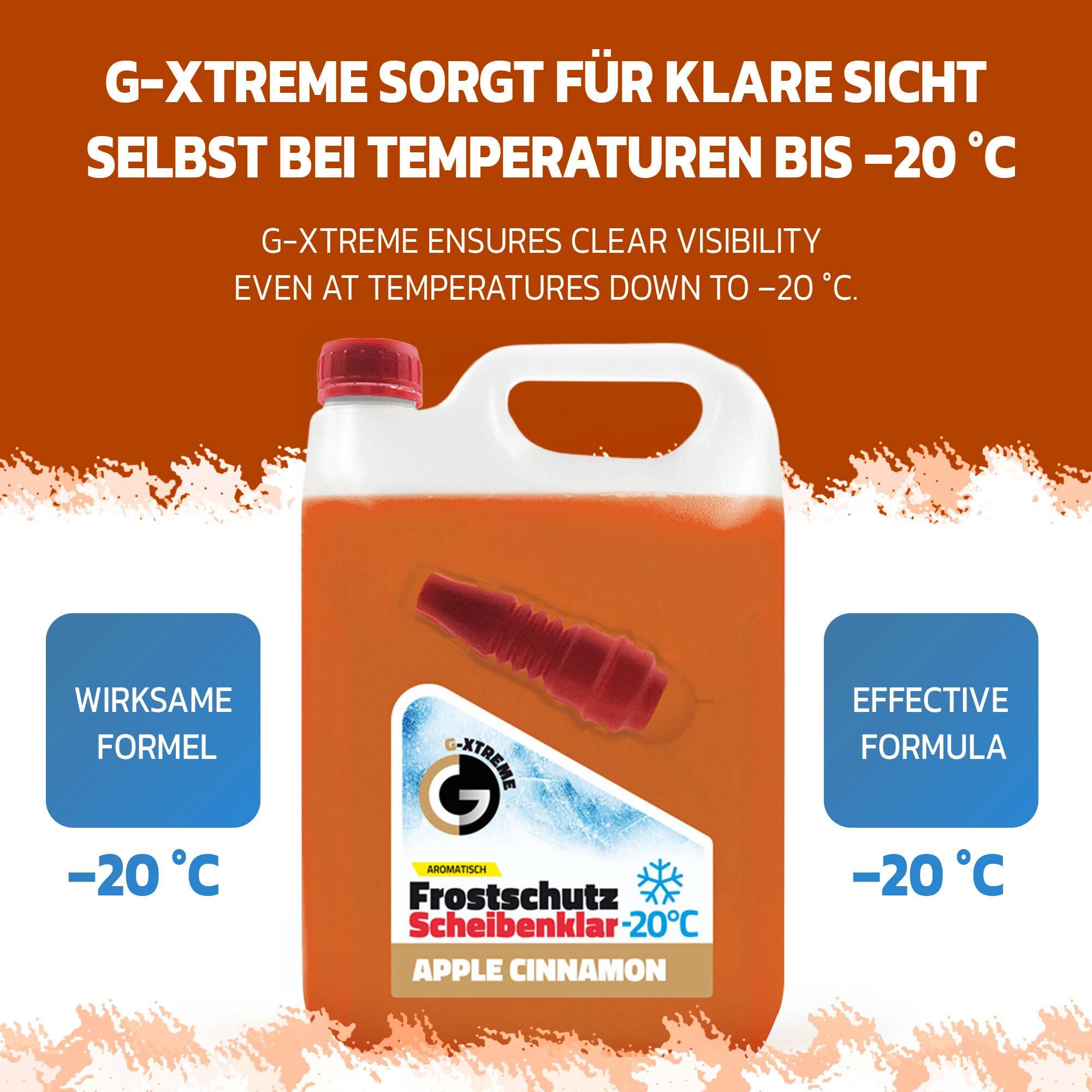 Scheibenfrostschutz mit Apple & Cinnamon Duft | Schlierenfreier und effektiver Scheibenreiniger für den Winter | Gebrauchsfertige frostschutzmittel scheibenwaschanlage | 4x5L = 20L