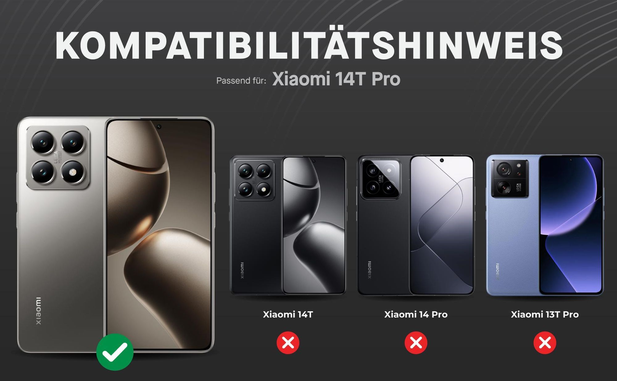 Kompatibilitätshinweise Displayglas für Xiaomi 14T Pro