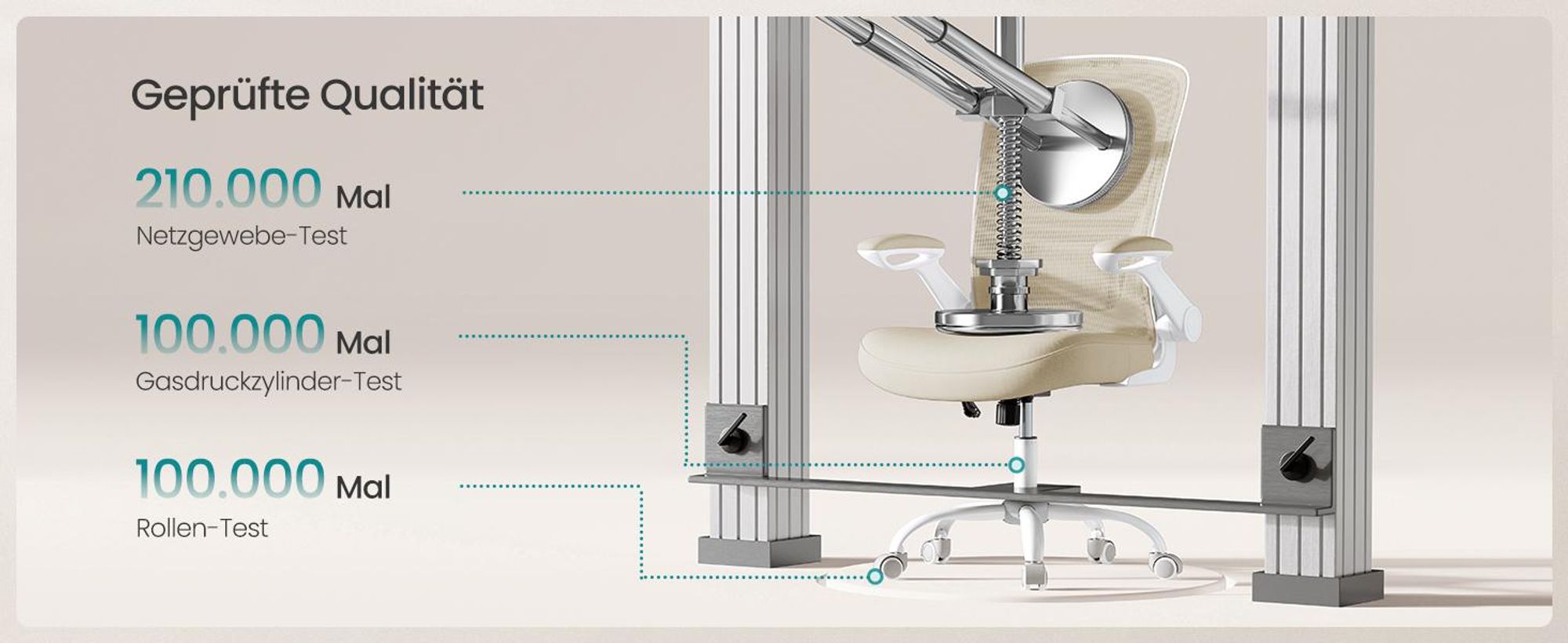 SONGMICS Schreibtischstuhl, atmungsaktive Netzbespannung, Oatmeal Beige