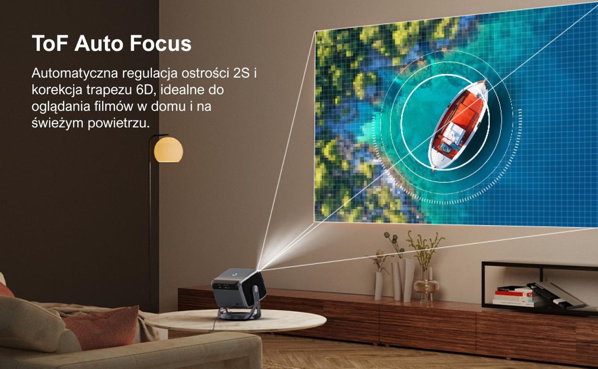 ULTIMEA Smart Beamer Android TV 11.0 z Netflix, projektor filmowy 4K z gimbalem 90°, 600 ANSI Full-HD, HDR10&HLG, Bluetooth