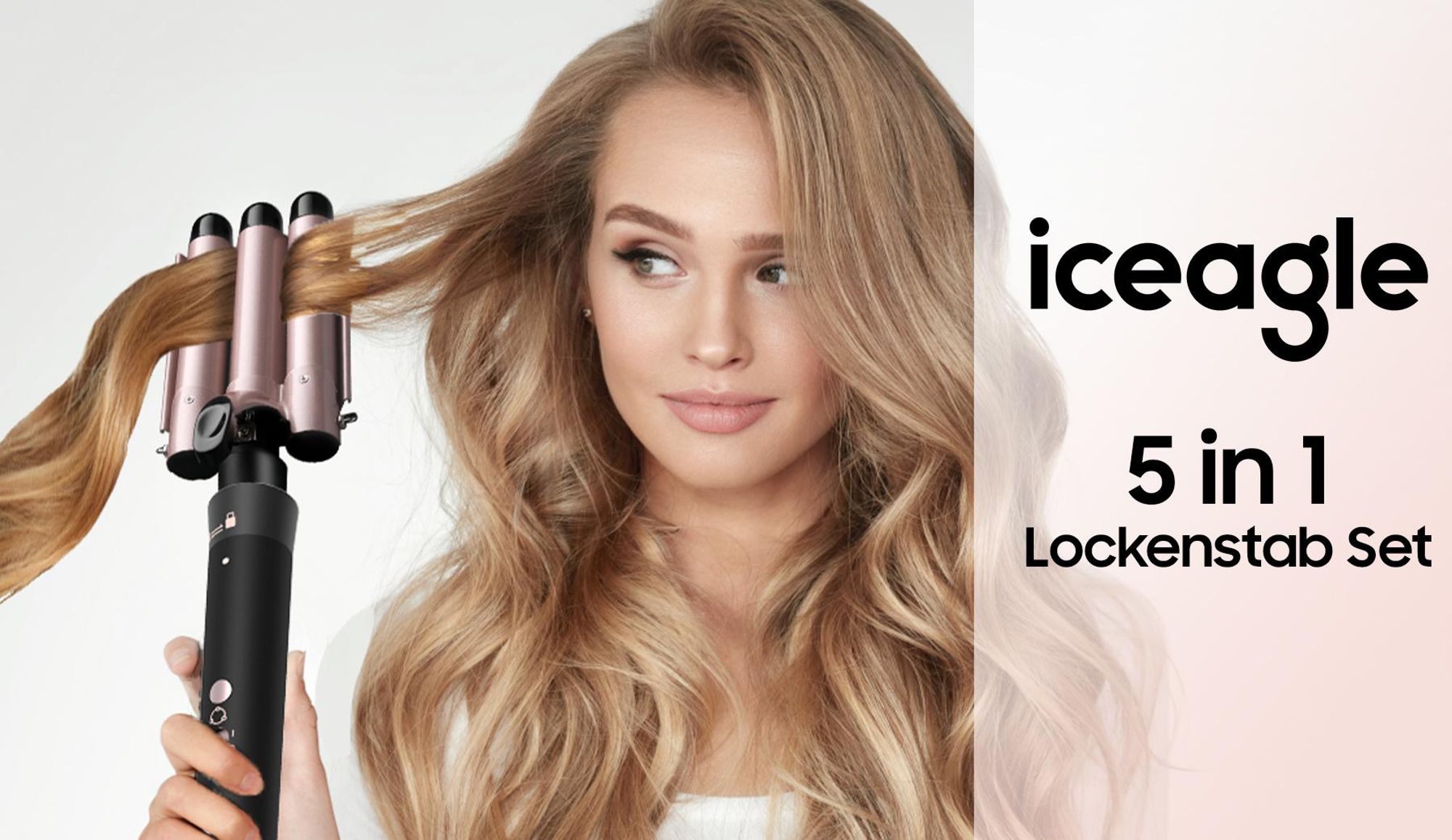 5-in-1 Lockenstab Set, Keramik Lockenstäbe mit 5 Wechselaufsätzen, 60S Schnellheizung, Einstellbare Temperatur, Multifunktionaler Hairstyler