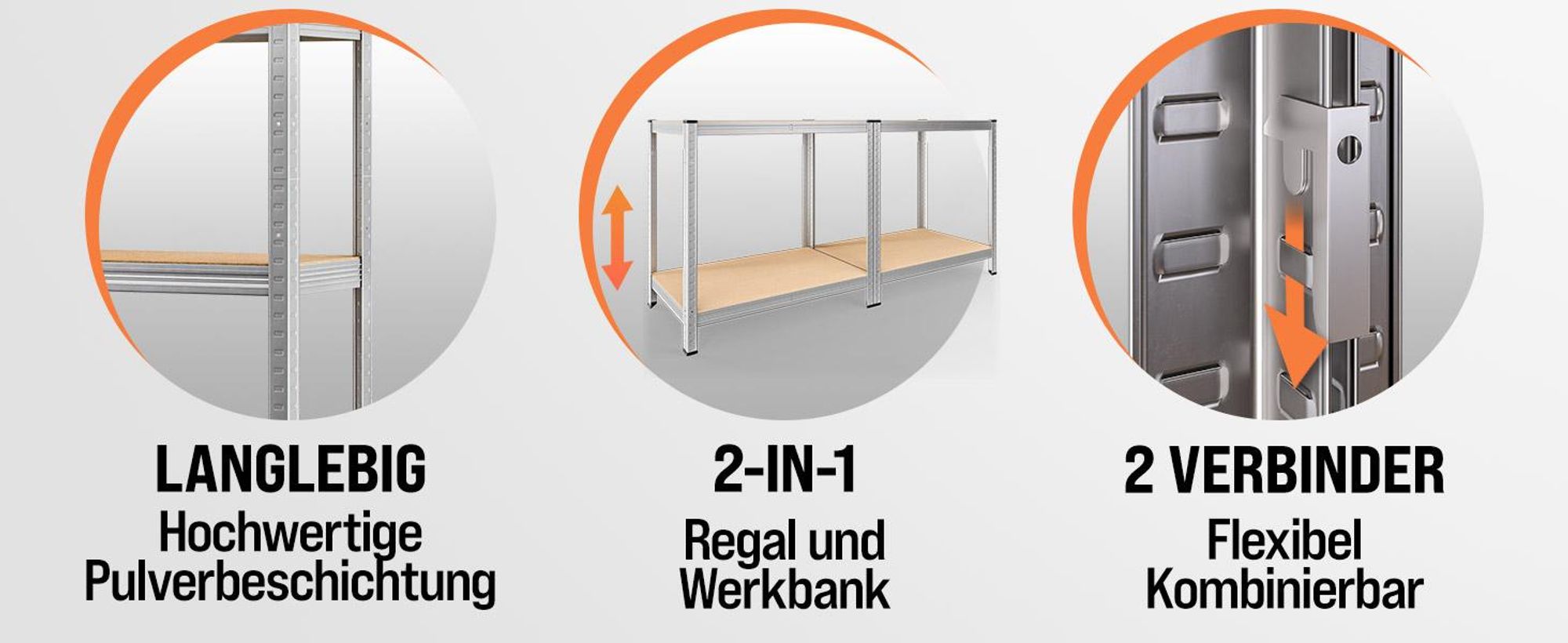 MONZANA® 2x Schwerlastregal 160x90x40cm 1400kg 4 MDF-Platten Regal Lagerregal Kellerregal Steckregal Werkstattregal