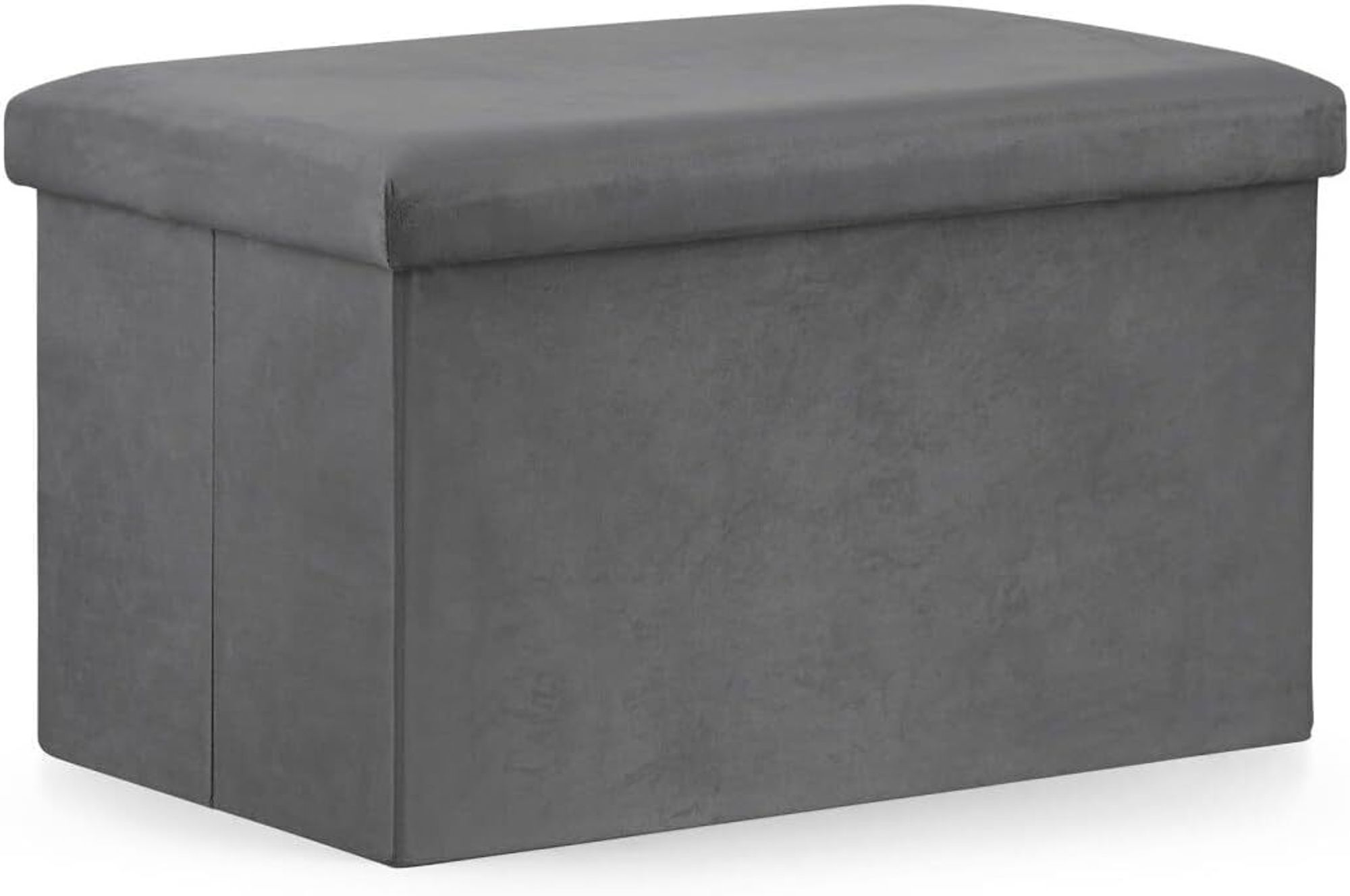 VBChome Sitzpouf 60 x 38 x 38 cm Grau Sitzhocker mit Stauraum Fußbank Truhen Aufbewahrungsbox faltbar Fußstütze Material - Samt 60x38x38 cm