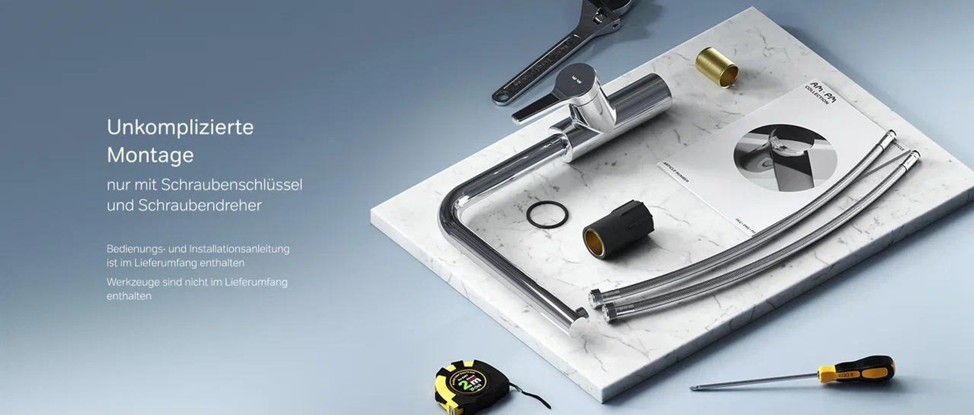 Wasserhahn Küche drehbar Küchenarmatur Edelstahl Spültischarmatur Hochdruck Armatur Mischbatterie Küche gebürstet AM.PM FXB05000 X-Joy S, Chrom