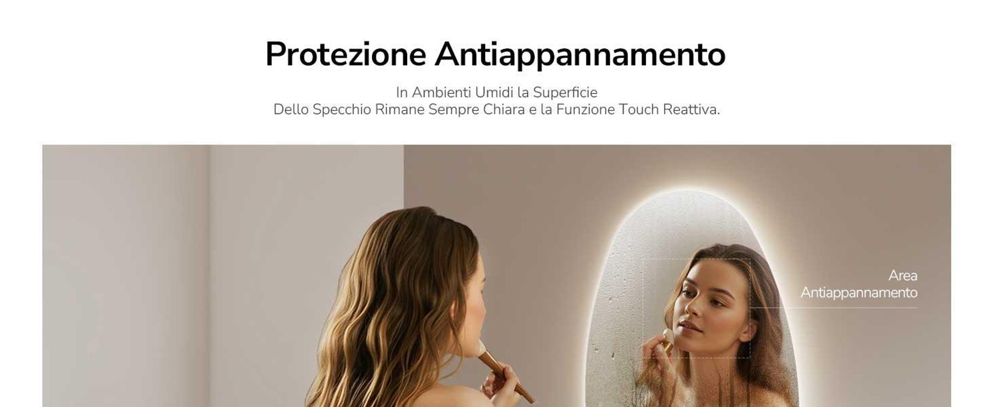EMKE Specchio da bagno con illuminazione 75 x 55 cm Specchio da bagno dimmerabile con 3 colori di luce, Specchio da bagno asimmetrico con antiappannamento, interruttore a sfioramento