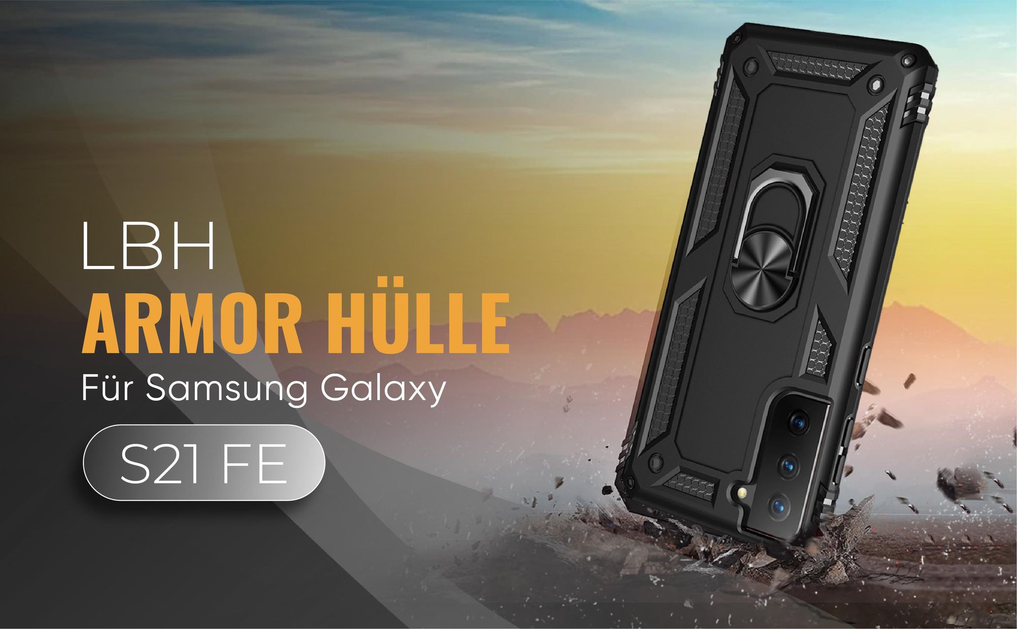 Schwarze Outdoorhülle für Samsung Galaxy S21 FE