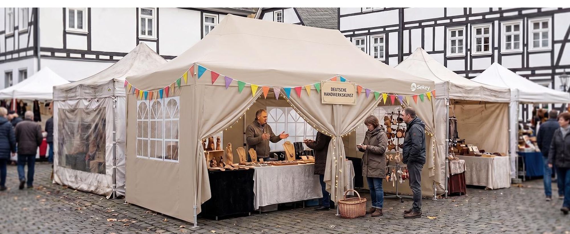 Sekey Faltpavillon 3x6 Wasserdicht mit 6 Seitenwänden, UV50+ Gartenpavillon Partyzelt, Taupe