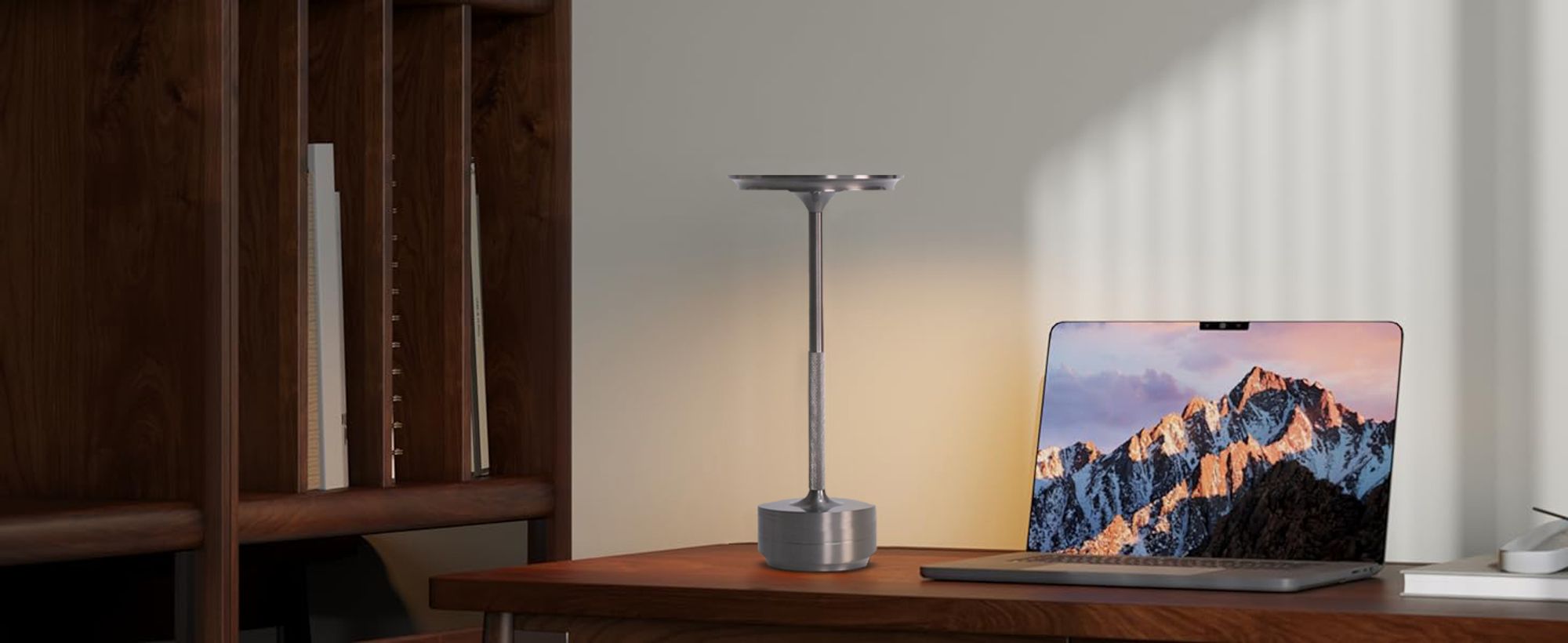Kabellose, dimmbare LED Tischlampe mit Akku, Touch-Tischlampe, Nachtleuchte für das Wohnzimmer, dreifarbiges Licht, silbergraue Farbe