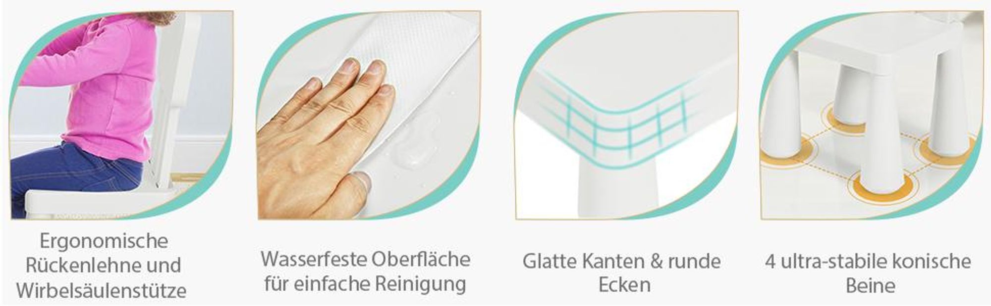 COSTWAY 3 tlg. Kindersitzgruppe, Kindertischgruppe, Kindertisch mit 2 Stühlen, Kindermöbel aus Kunststoff, Kinder-Tischset für Kinderzimmer Weiß