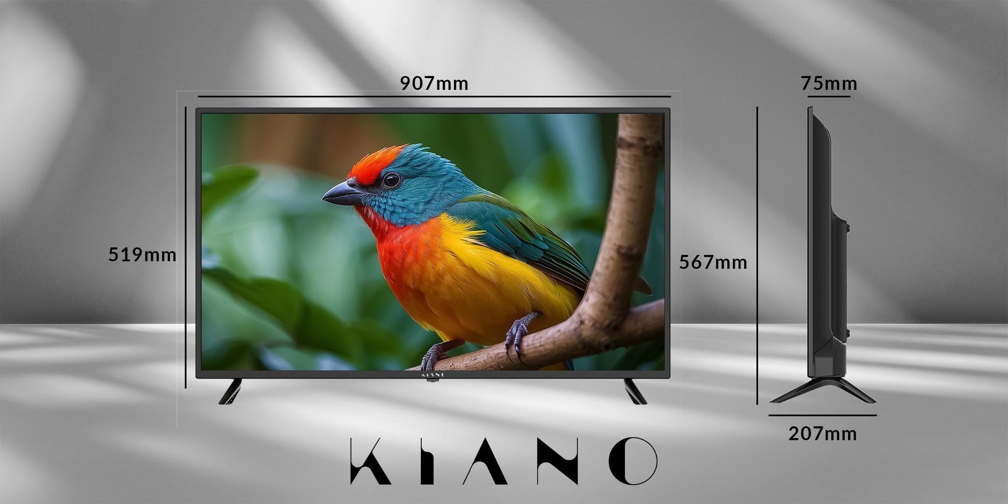 Kiano Fernseher 40 Zoll Slim - Full HD - LED TV - Dolby Digital Plus - DVB-T2/S2 - 100cm - PVR USB Aufnahme - 3x HDMI - CI+ - Hotelmodus - Schwarz