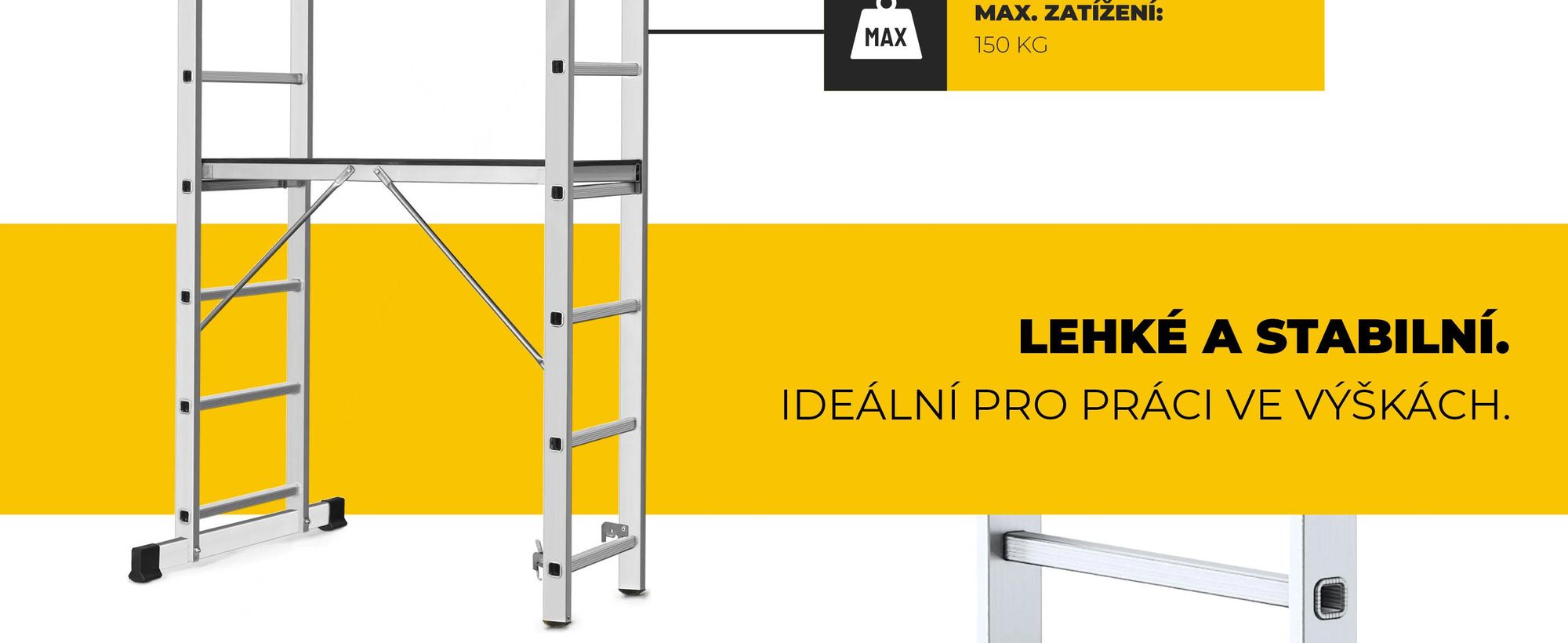 Drabest - Víceúčelový žebřík + lešení BASIC - 2x8, nosnost plošiny: 150 kg, rozměry plošiny 33x114 cm