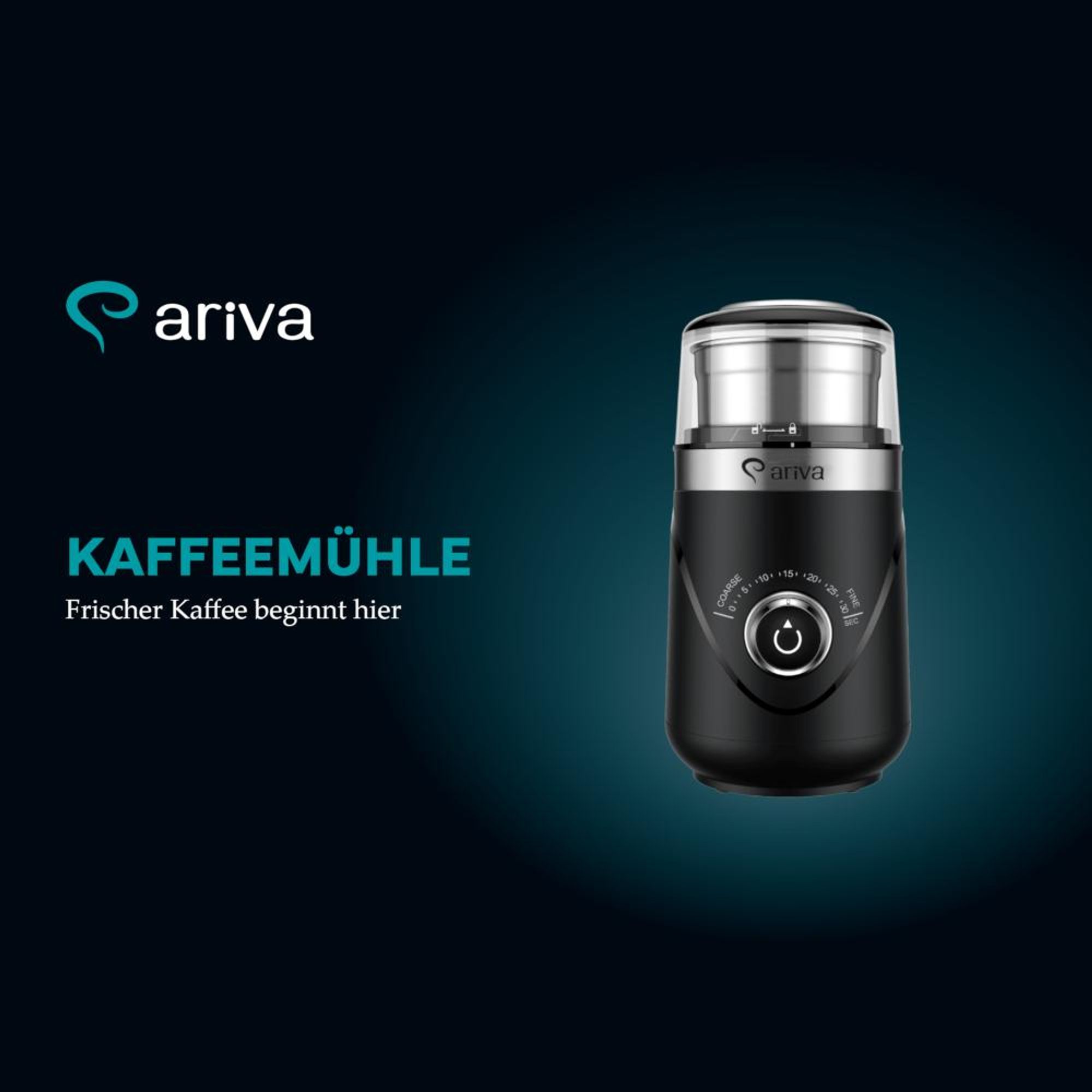 Moderne ARIVA Kaffeemühle in einer Küche.
