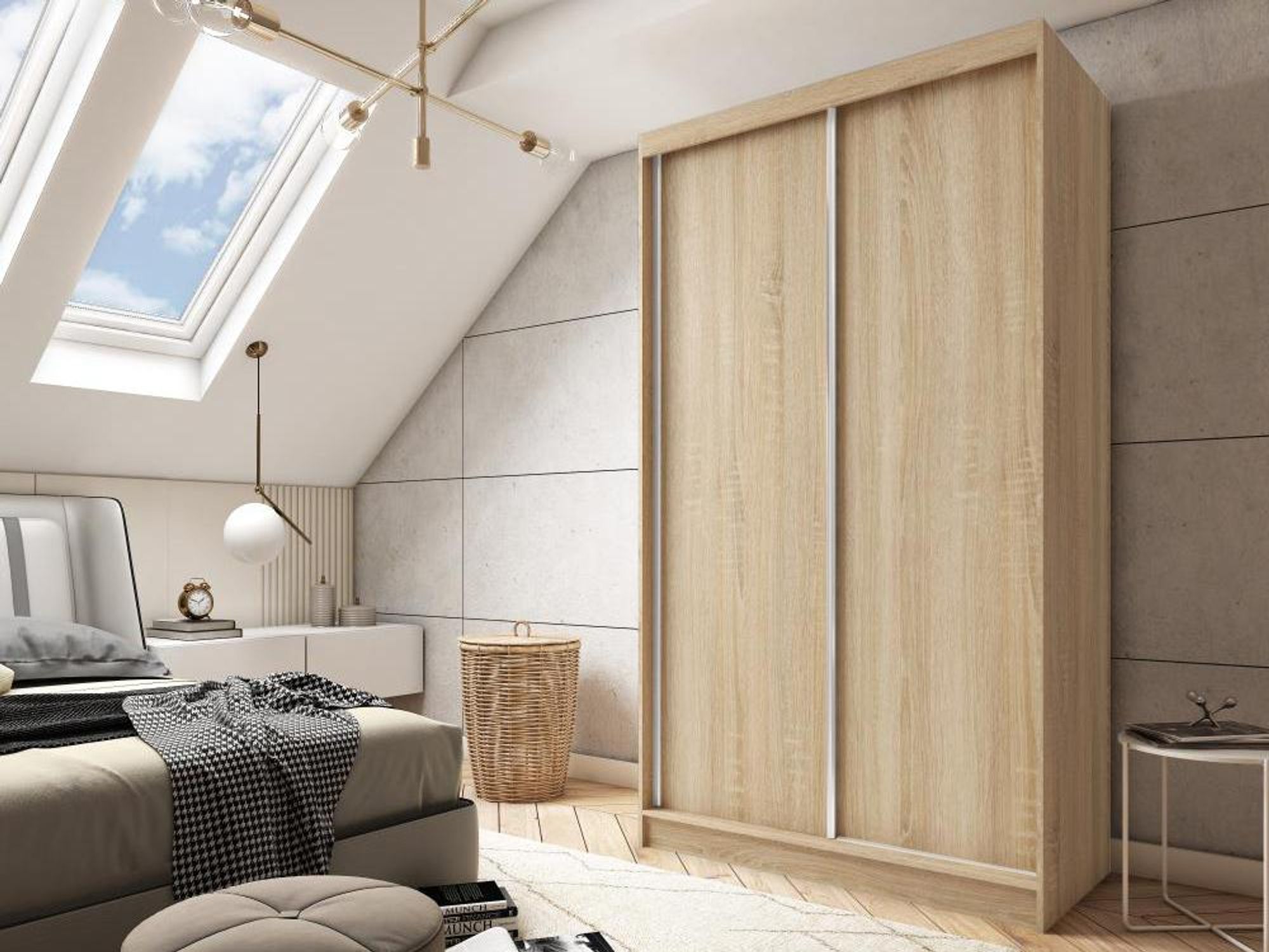 BEAUTYSOFA | Skříň MARIO 120 cm černá – moderní skříň bez zrcadla, s posuvnými dveřmi, minimalistický design