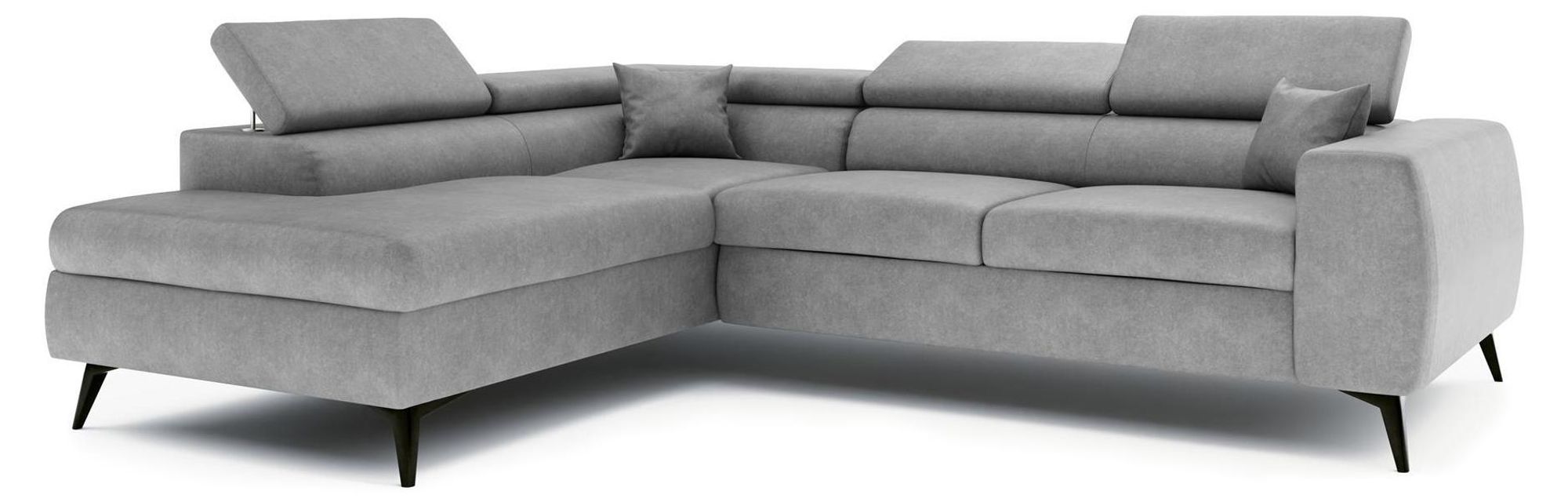 Ecksofa BIANCO in Hellgrau mit Bettkasten und L-Form