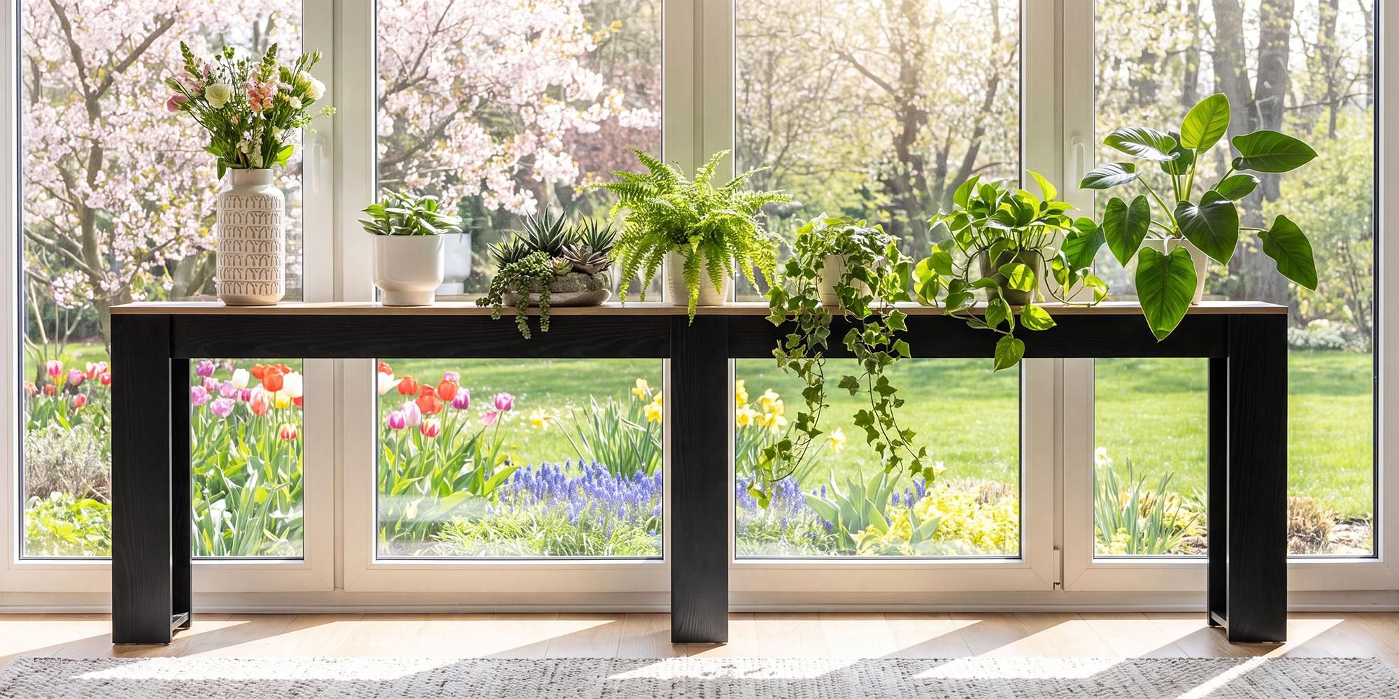 Konsolentisch, 240 cm x 15 cm Beistelltisch, Landhausstil Flurtisch, für hinter dem Sofa, im Flur & Wohnzimmer, schmaler Sofatisch