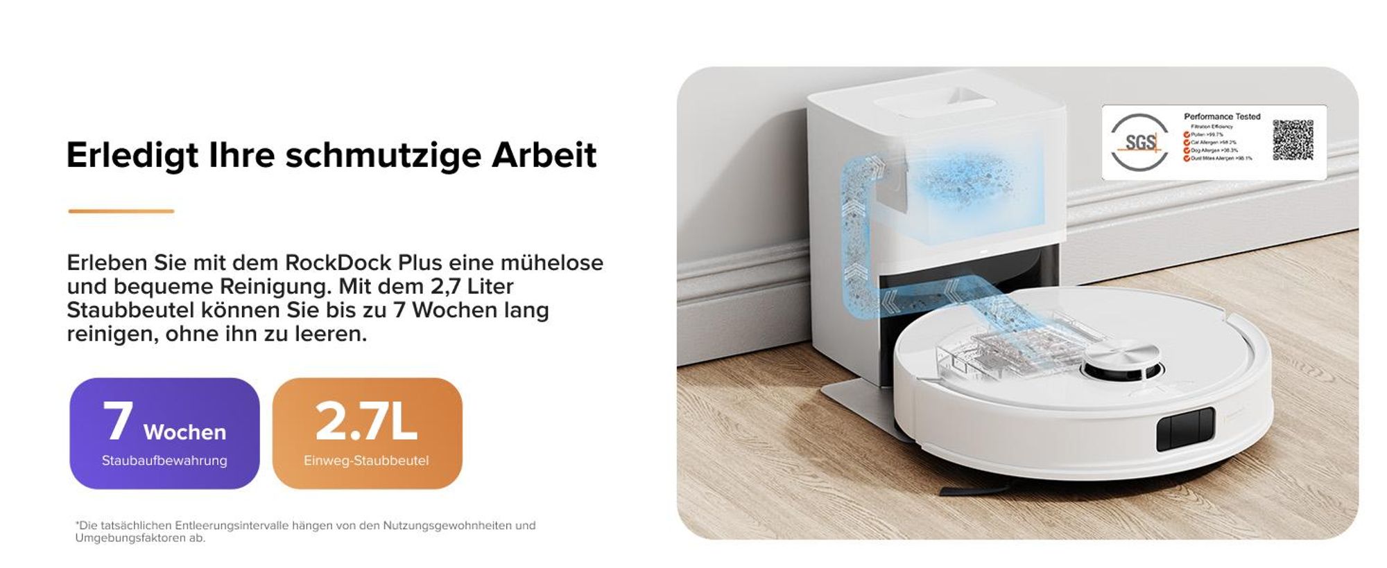 Roborock Q10 S5+ Staubsauger Roboter, 10.000 Pa(Upgrade von S8 Plus), Dual Anti-Tangle System, Auto Lifting Mopping, Ideal für Tierhaare (Weiß)