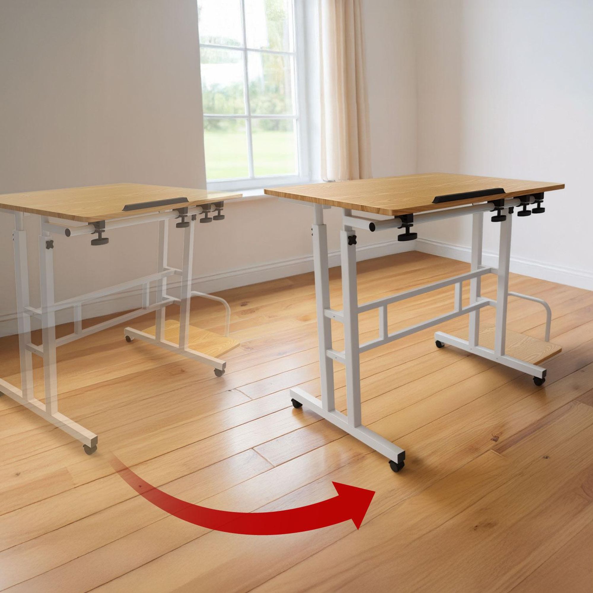 Mobiler Laptop-Tisch Maclean weiß Platte 80x60cm 50kg max Höhenverstellung 67-115cm MC-124 W