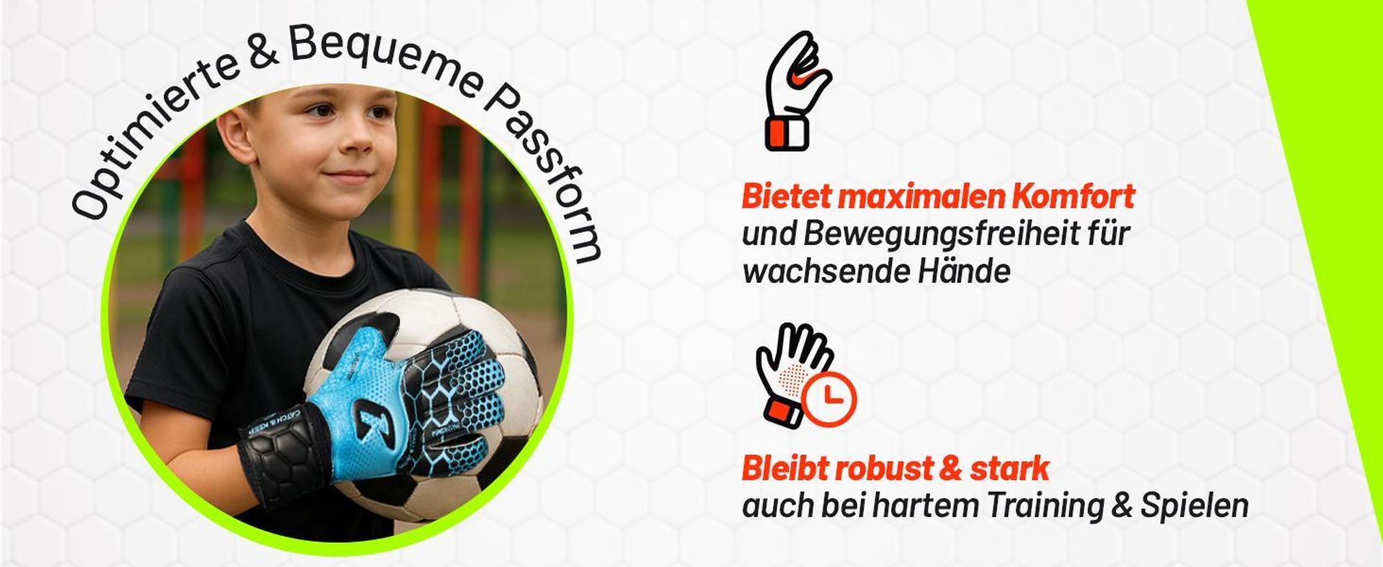 CATCH & KEEP Pro 3.0 torwarthandschuhe kinder - kinder torwarthandschuhe mit Fingerschutz&Griff für festen|torwarthandschuhe junior in Größen 3 bis 7