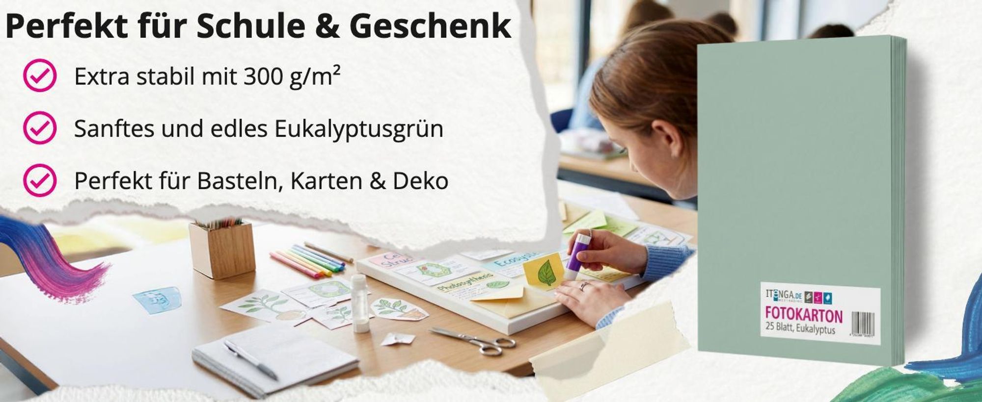 itenga Fotokarton - A4 300 g/qm Eukalyptus grün 25 Blatt