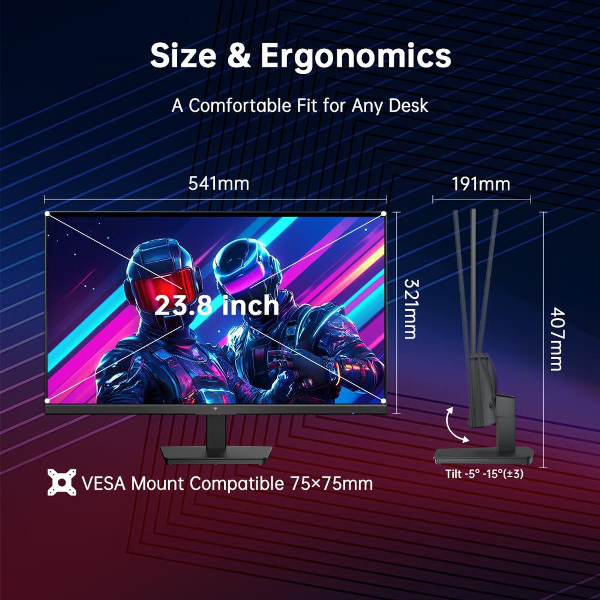 Monitor do gier KTC H24B9S-2, 23,8 cala, Full HD, 144Hz, szybka matryca IPS, HDMI, VESA, bez migotania, redukcja niebieskiego światła