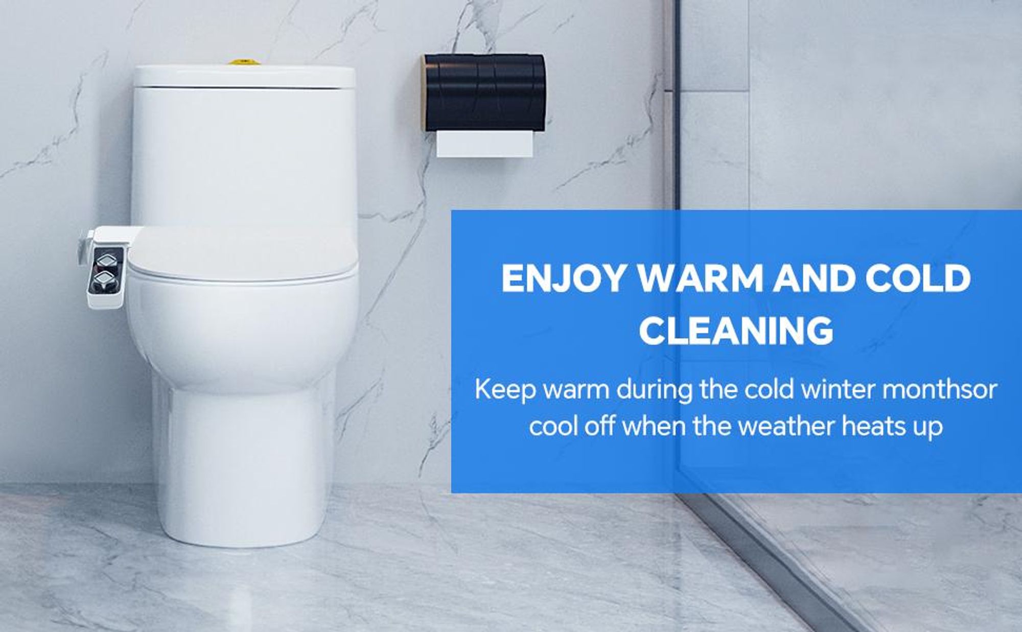 Bidet Aufsatz, Bidet-Toilettenaufsatz, mit 2 einziehbaren Warm- und Kaltwasserdüsen, Front-und Heckreinigung, Einstellbarer Wasserdruck