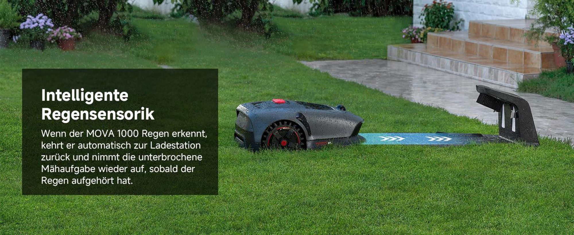 MOVA 1000 Mähroboter – UltraView™ Navigation für bis zu 1000 m², Intelligente Hindernisvermeidung, Kabellose Station, Ideal für große Rasenflächen