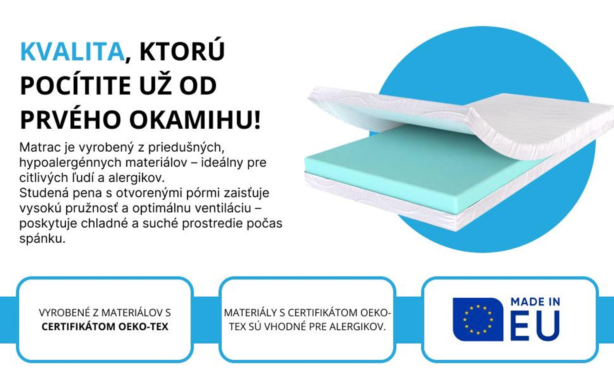 Penová matrac Studená pena Ergonomický Priedušný Antialergický Poťah