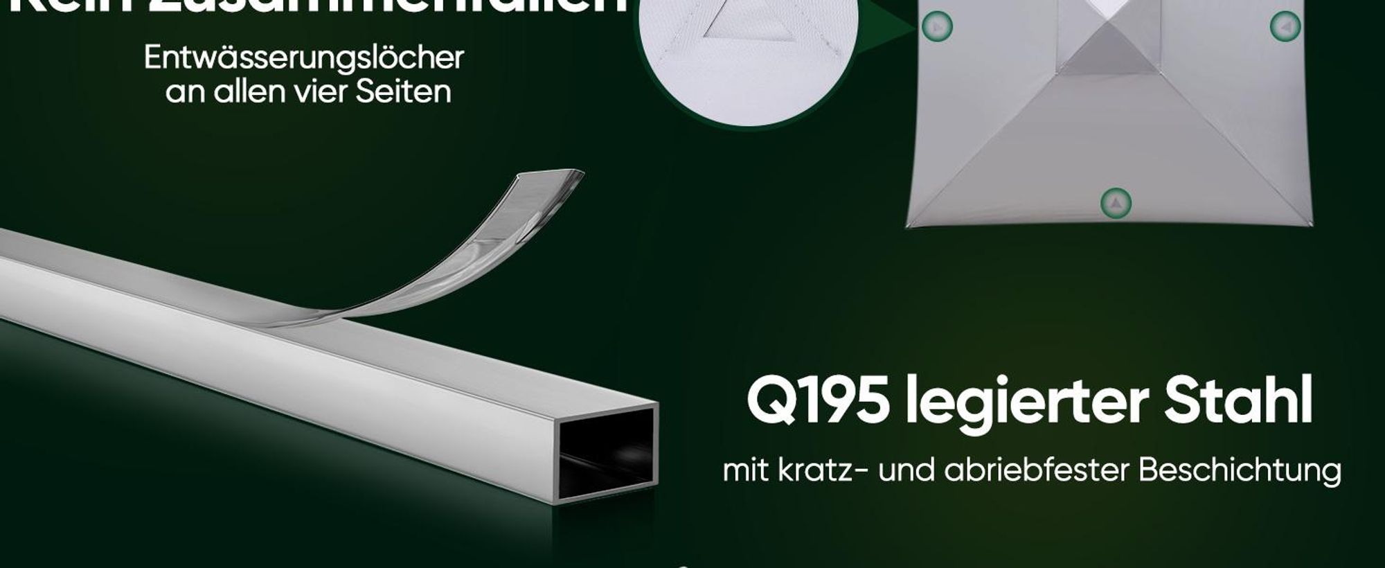 Quictent Pavillon 3x3m Wasserdicht Faltpavillon Stabil Winterfest, Pop-Up Klicksystem, UV-Schutz 50+, Gartenzelt, Partyzelt, Festzelt grauweiß