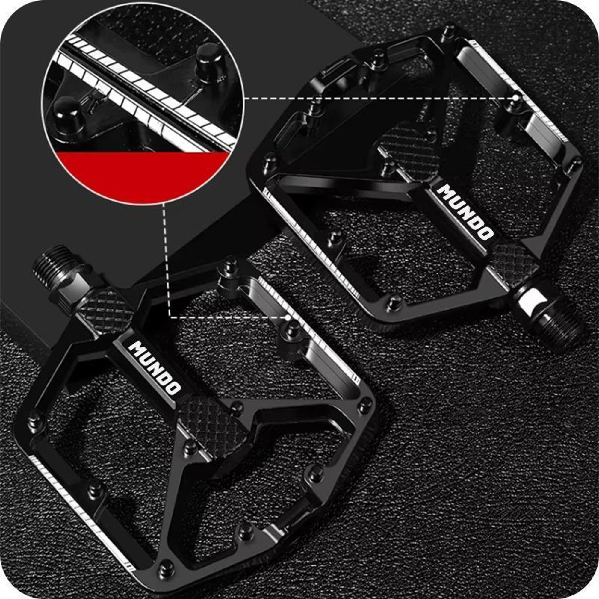 MUNDO® Fahrradpedale 9/16" – Aluminium Pedale mit rutschfesten Pins, leicht und langlebig für MTB, Trekking- und Citybikes