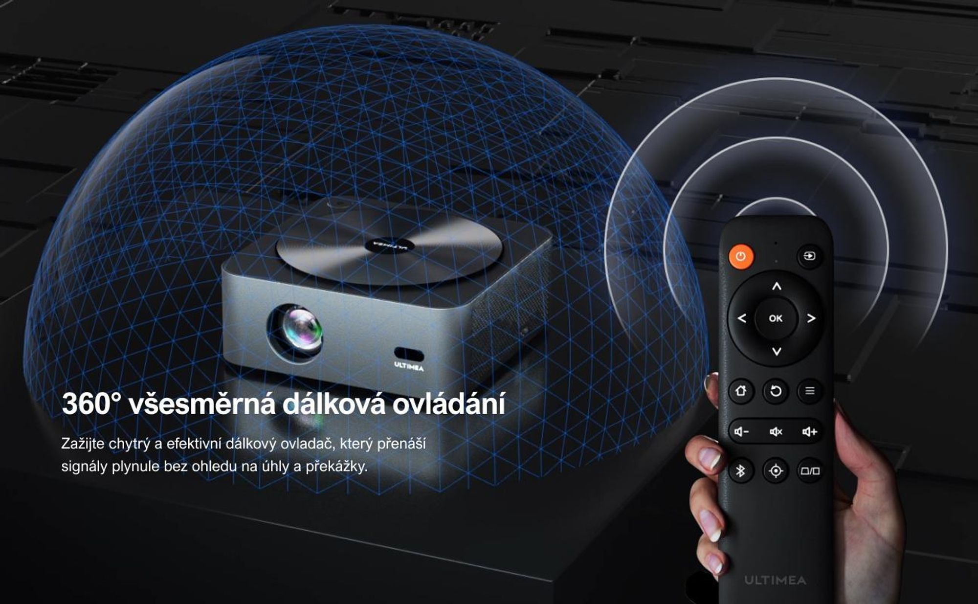 Projektor Ultimea Apollo-P40 s podporou 4K, aktualizovaná verze s funkcí vyhýbání se překážkám 700 ANSI, inteligentní zarovnání plátna,