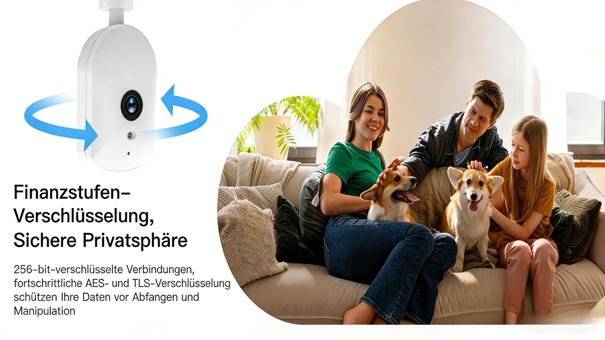 4MP überwachungskamera Innen mit Nachtsicht WLAN Indoor Kamera Hundekamera Zwei-Wege-Audio,2.4Ghz WiFi PIR Bewegungserkennung für Baby&Haustiere