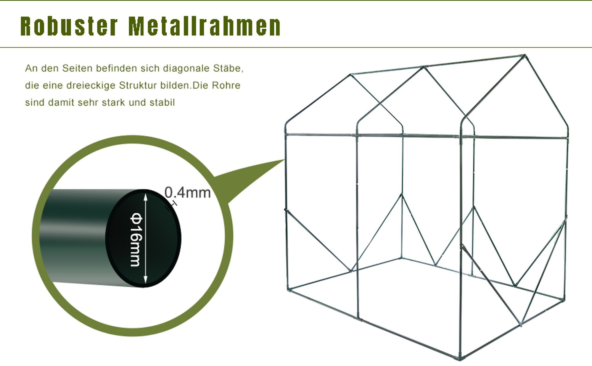 Yorbay Gewächshaus Foliengewächshaus 2x2x1.4m  Treibhaus Tomatengewächshaus Frühbeet Folienzelt Grün Mehrweg