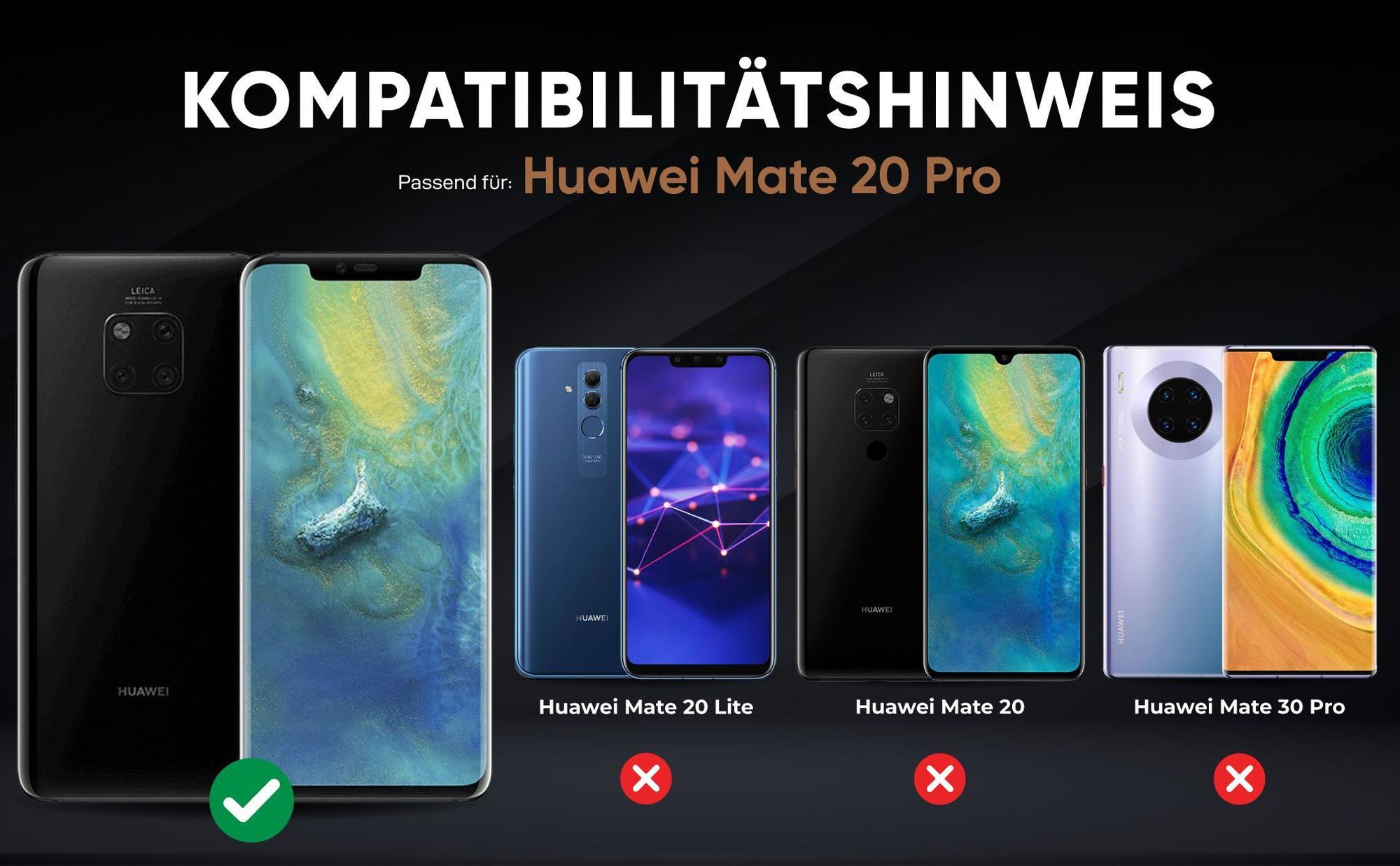 Kompatibilitätshinweise Hülle für Huawei Mate 20 Pro