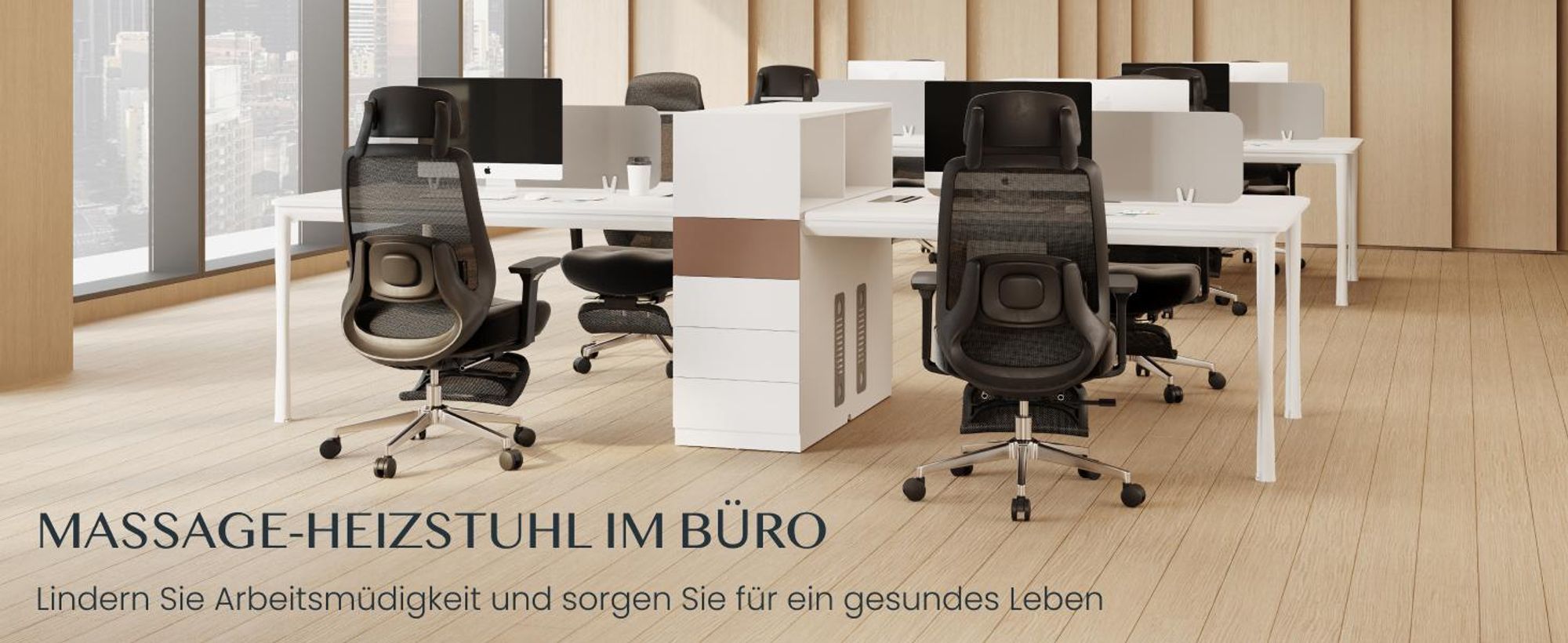 FLEXISPOT MasterEase Ergonomischer Bürostuhl mit 3D Shiatsu-Massage, verstellbarer Lendenstütze, Memory-Sitzkissen und ausziehbarer Fußstütze, Schwarz