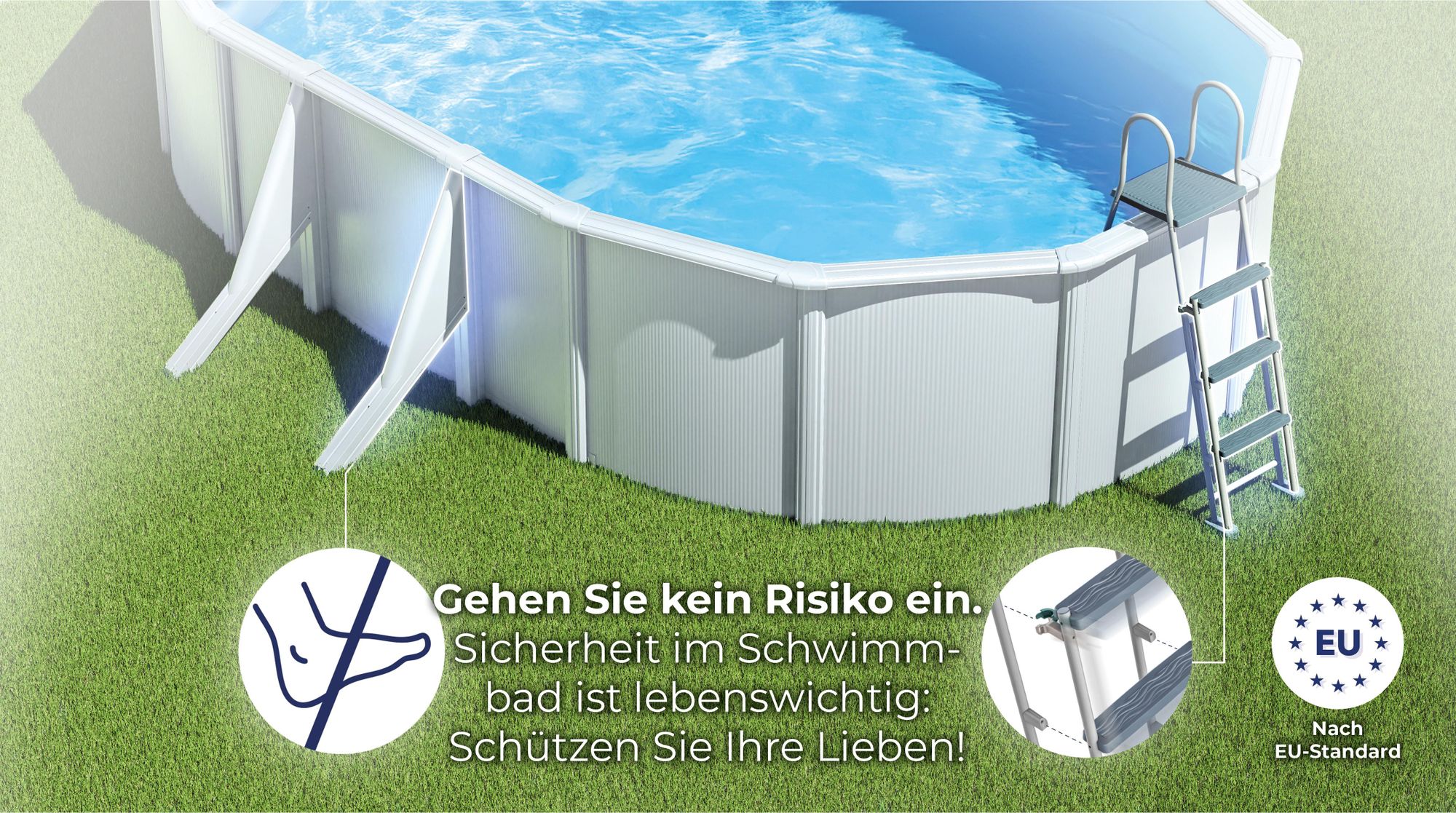 GRE Ovaler Stahlwandpool in Weiß KITPROV503 – 500 x 300 x 120 cm, Komplettset