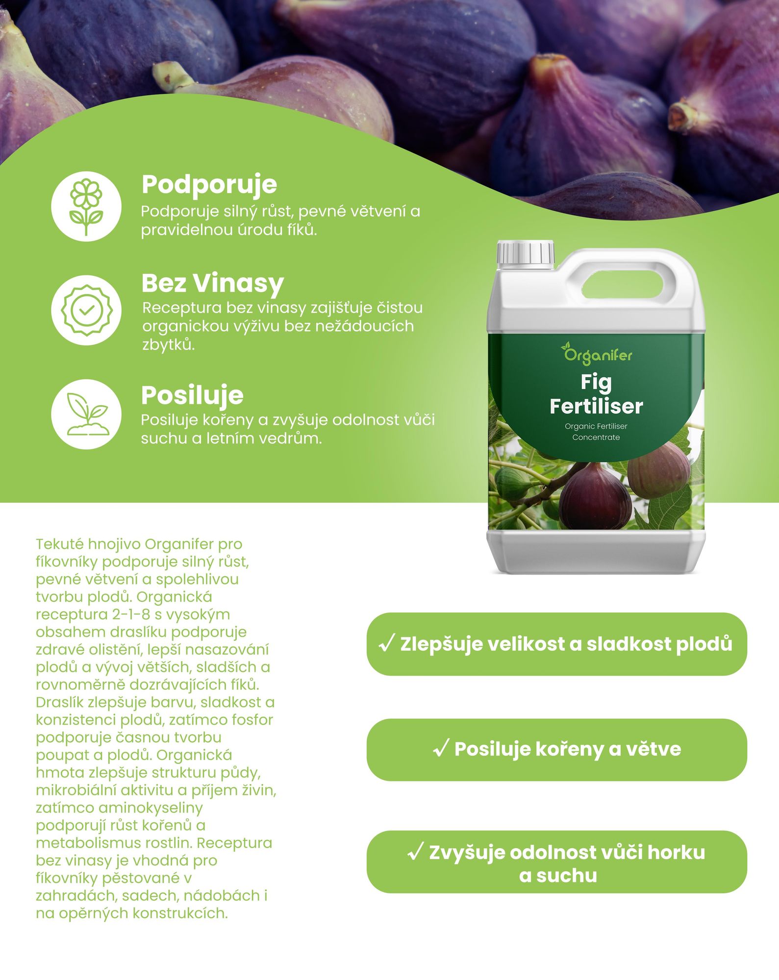 Fig Tekuté Hnojivo 4x1 L – 2-1-8 NPK – Pro Figy & Ovocné Rostliny – Podporuje Silný Růst, Zdravé Listy & Kvalitu Plodov – Organifer