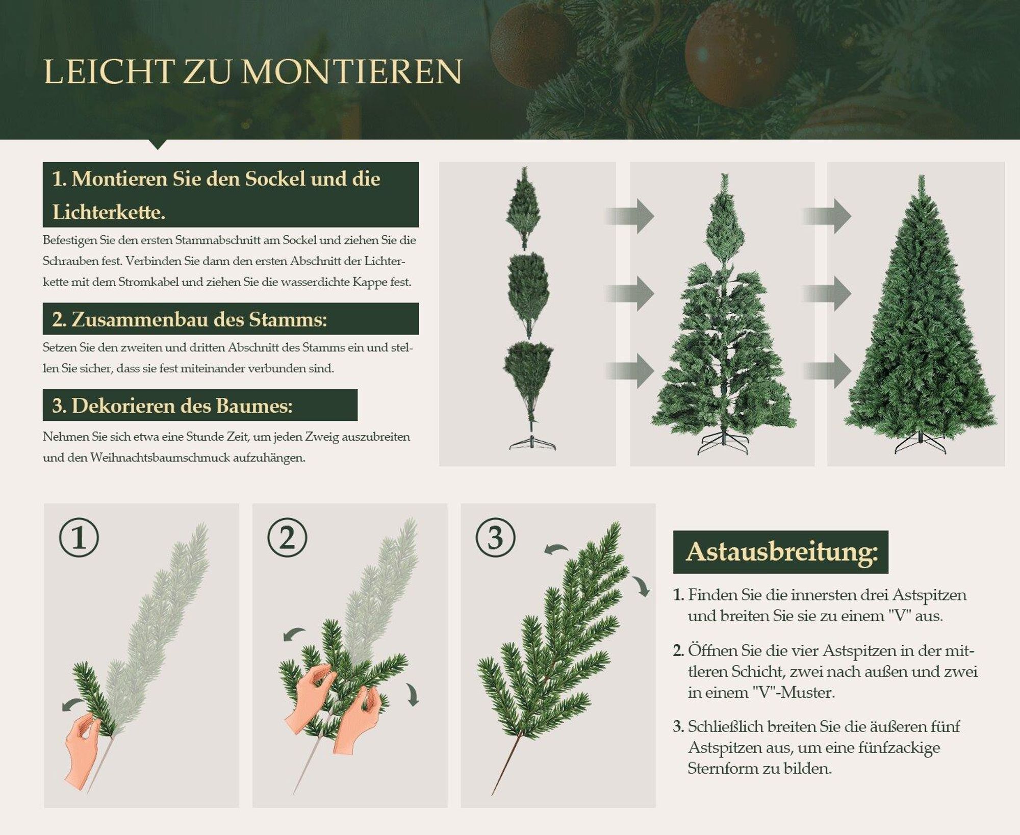 Salcar 210 cm Künstlich Weihnachtsbaum mit Klappsystem und Metallständer, Ø ca. 116 cm mit 868 Spitzen