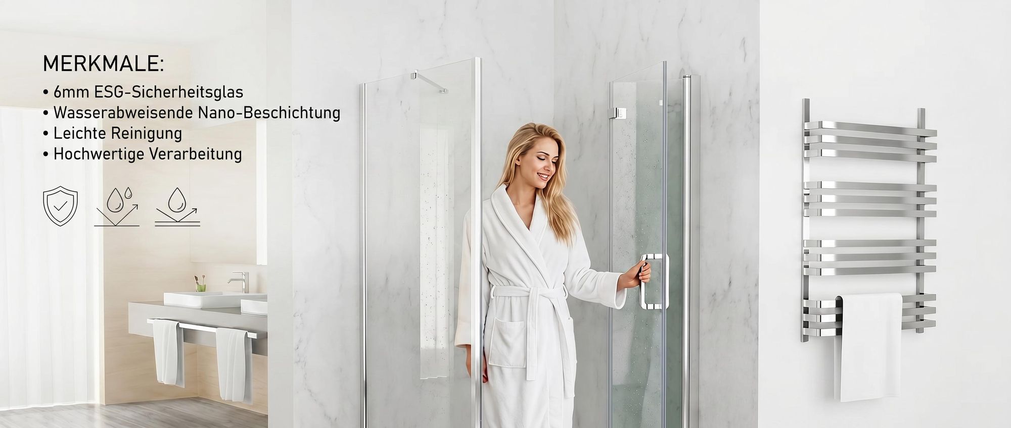 MIQU Duschkabine 90x80x197 cm Duschabtrennung Dusche 90cm Falttür Duschwand Seitenwand ESG Nano Glas