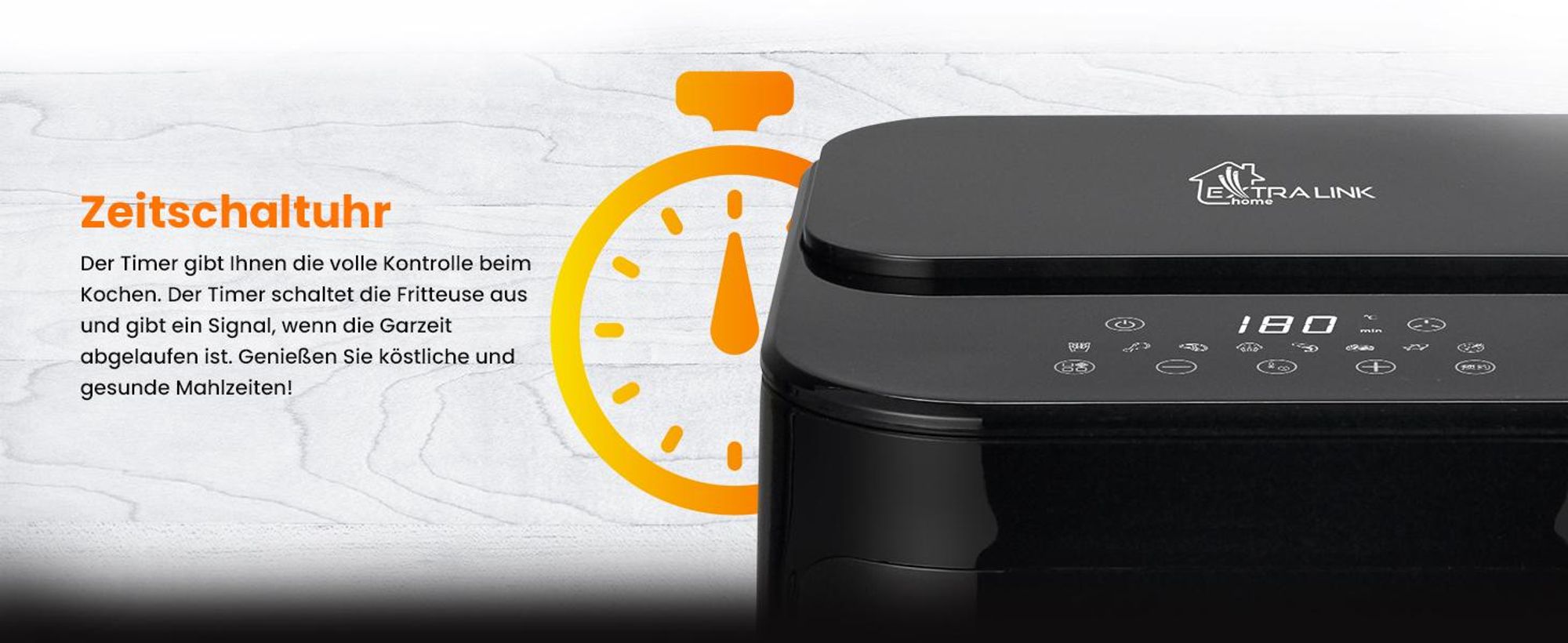 Extralink 5,2 l Heißluftfritteuse 1600 W mit Sichtfenster und LED-Display
